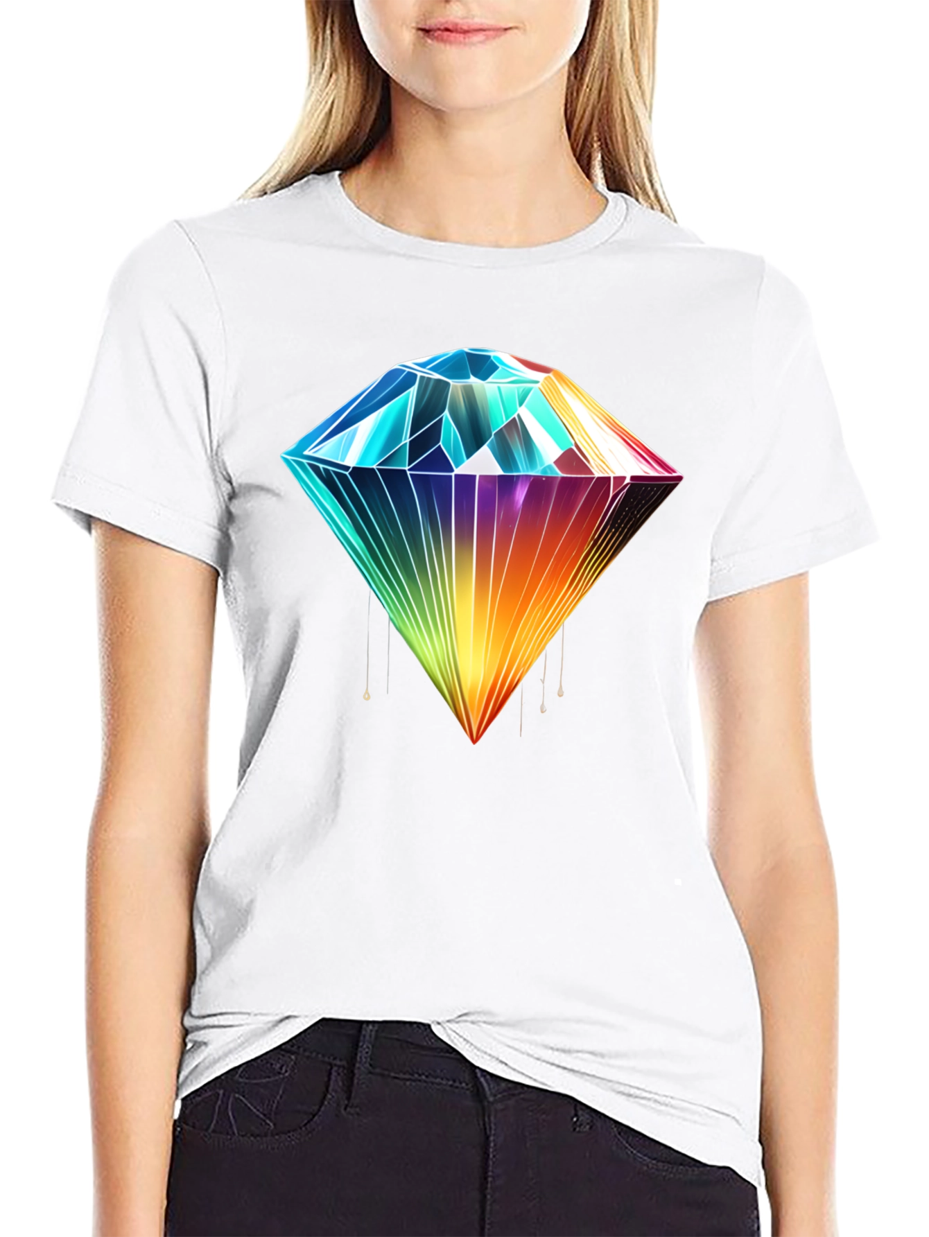 Rainbow Diamond Graphic T-Shirt - Stylish Mens Tee