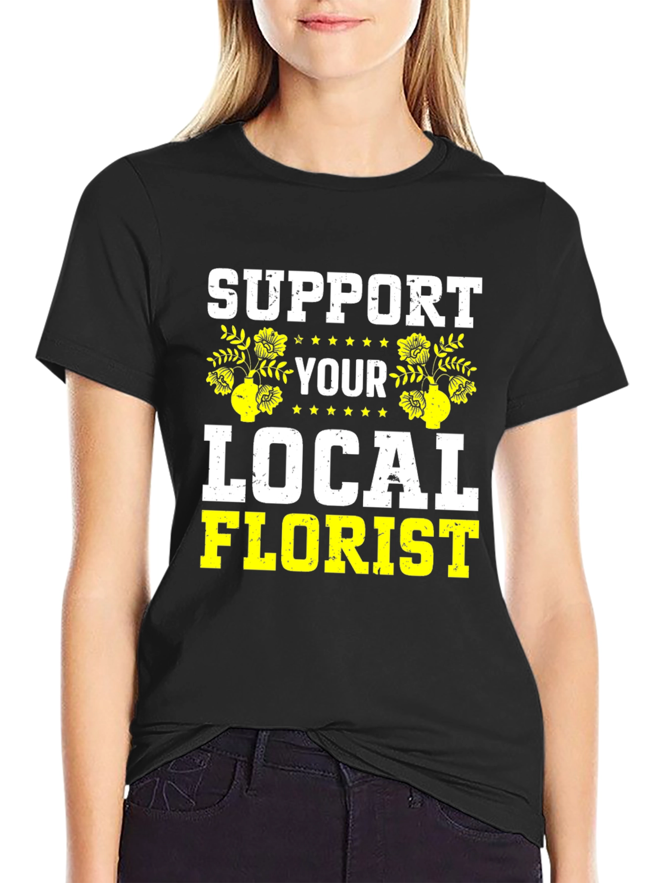 Support Your Local Florist Black T-Shirt