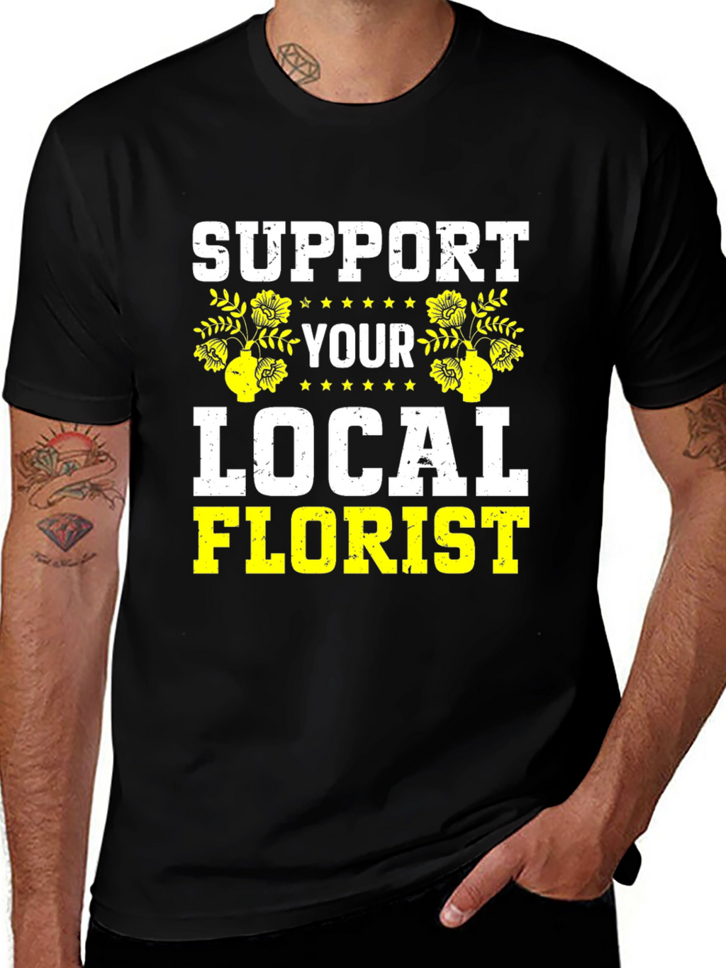 Support Your Local Florist Black T-Shirt