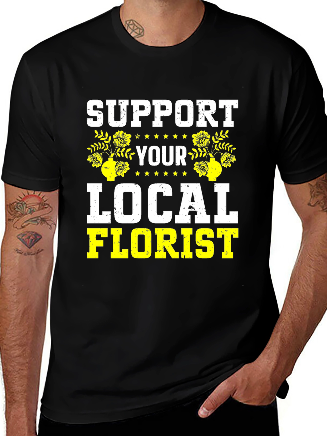 Support Your Local Florist Black T-Shirt