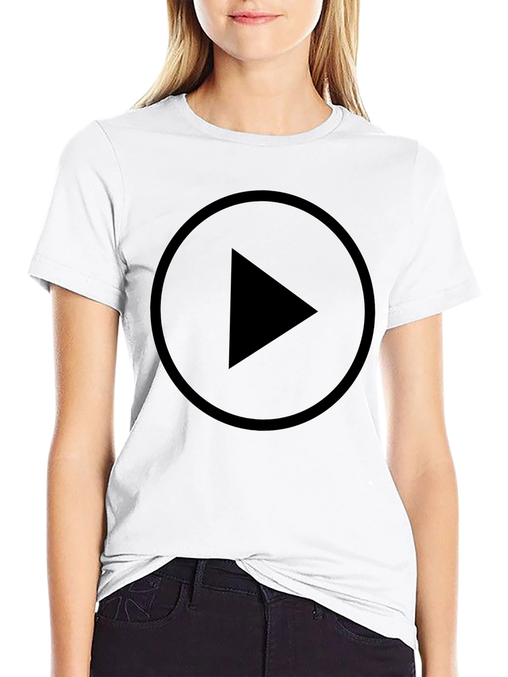 Black Play Button Graphic T-Shirt - Modern Style