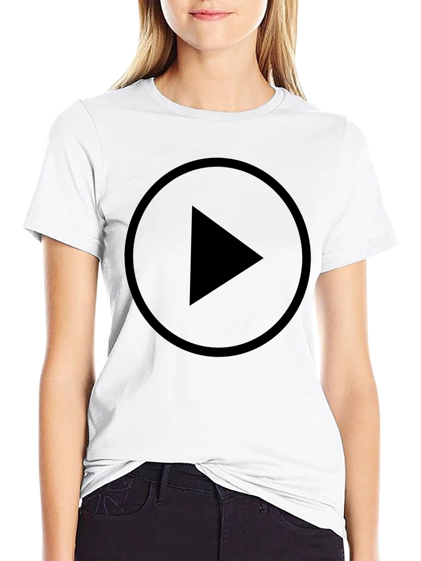Black Play Button Graphic T-Shirt - Modern Style