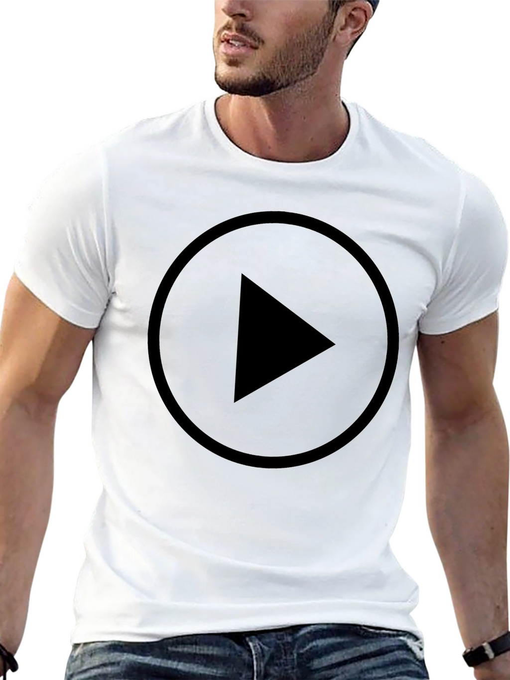 Black Play Button Graphic T-Shirt - Modern Style