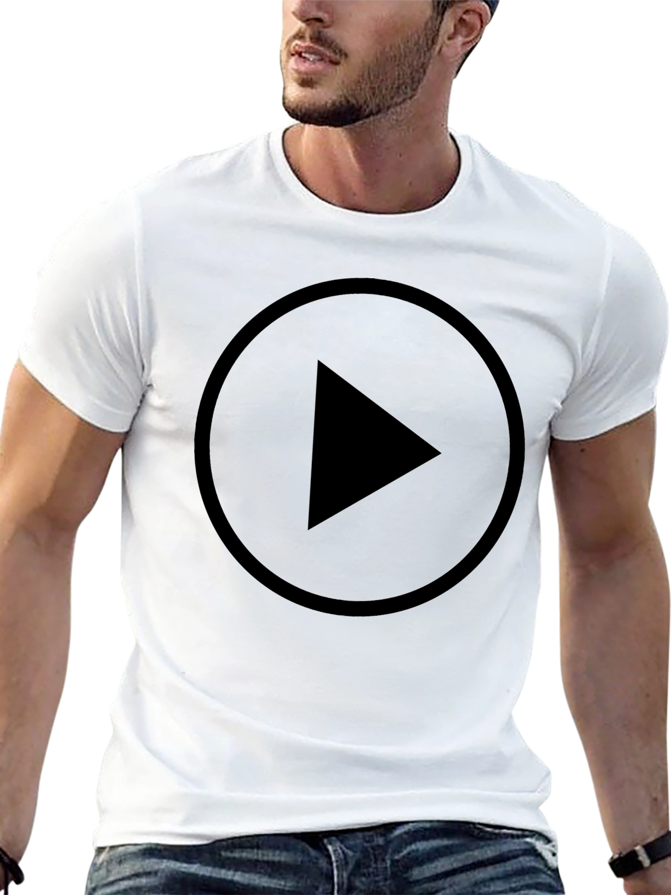 Black Play Button Graphic T-Shirt - Modern Style