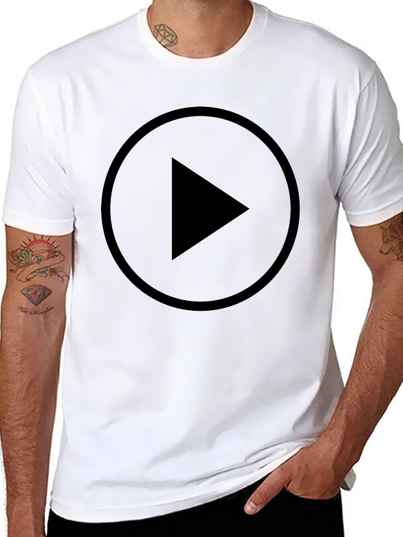 Black Play Button Graphic T-Shirt - Modern Style