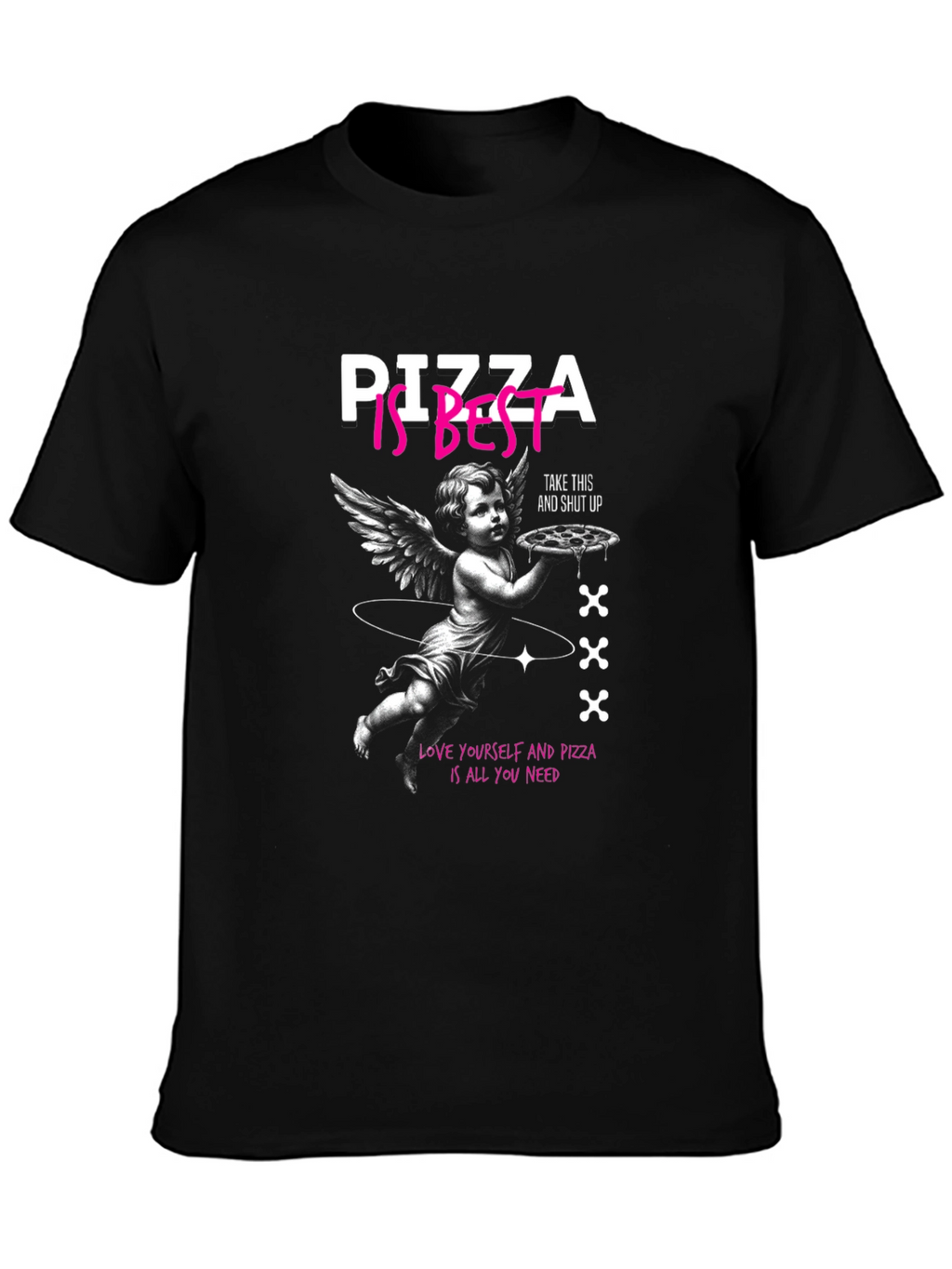 Pizza Is Best Angel Graphic T-Shirt