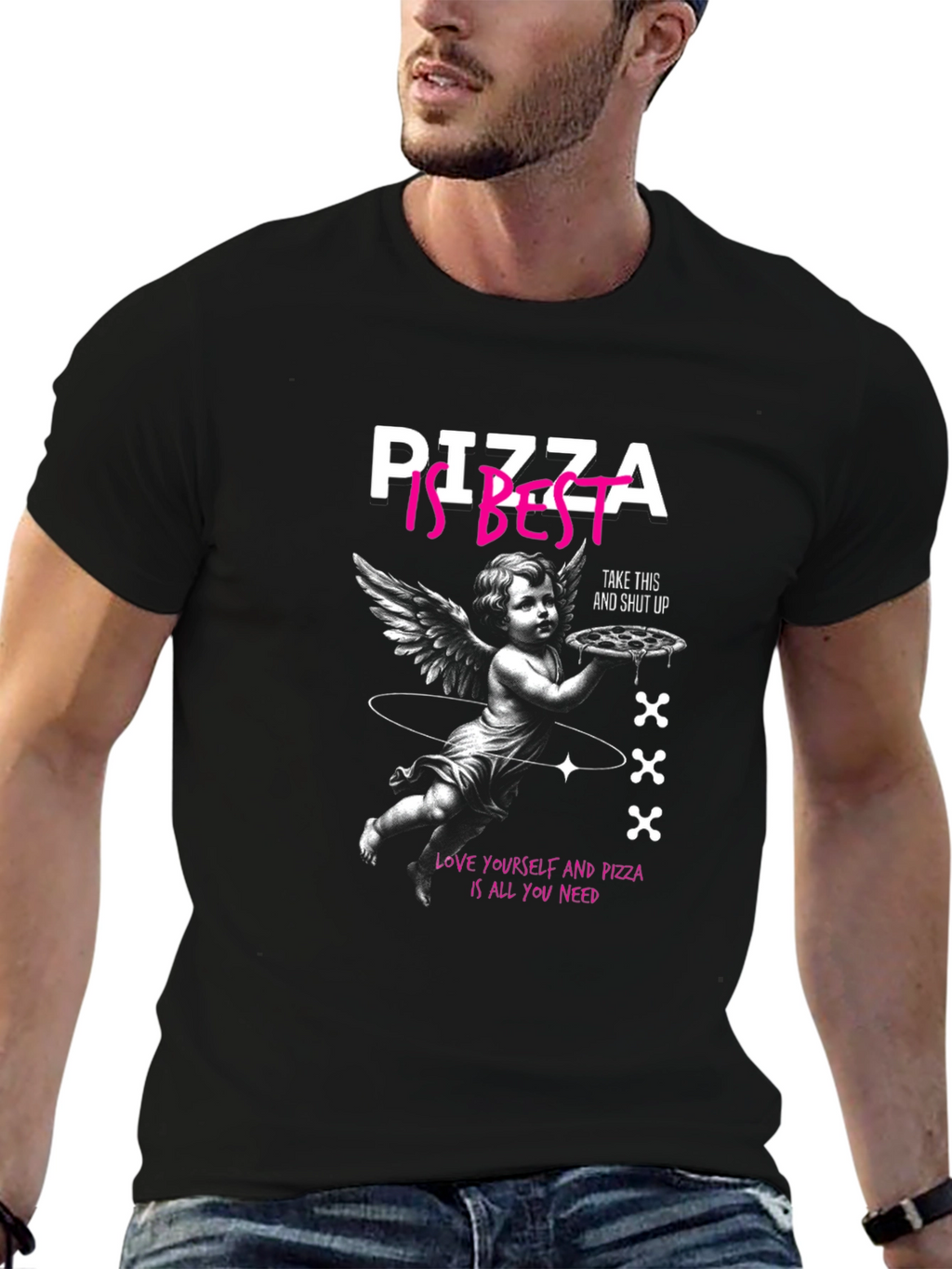 Pizza Is Best Angel Graphic T-Shirt
