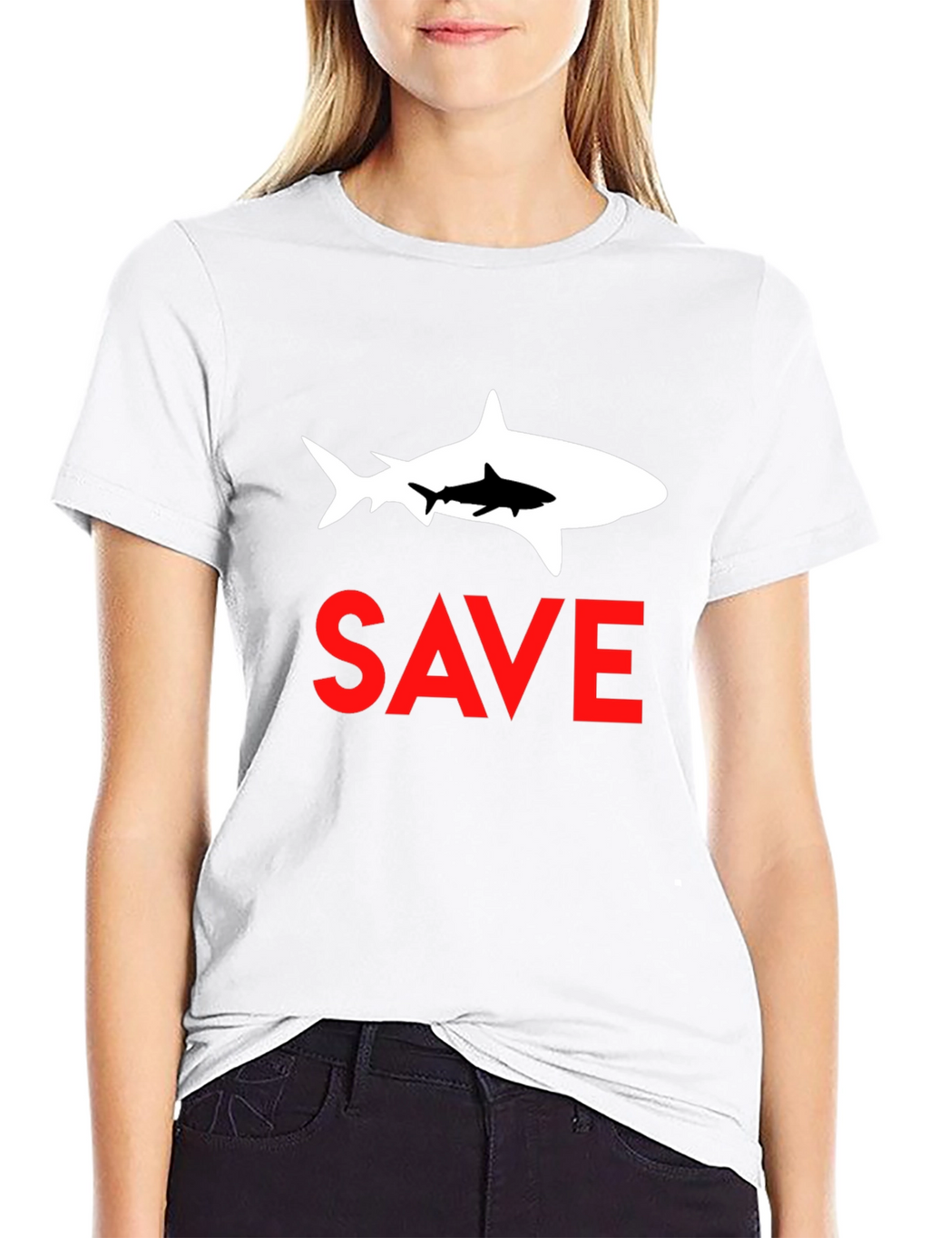 Save Sharks Graphic Tee - Black Cotton