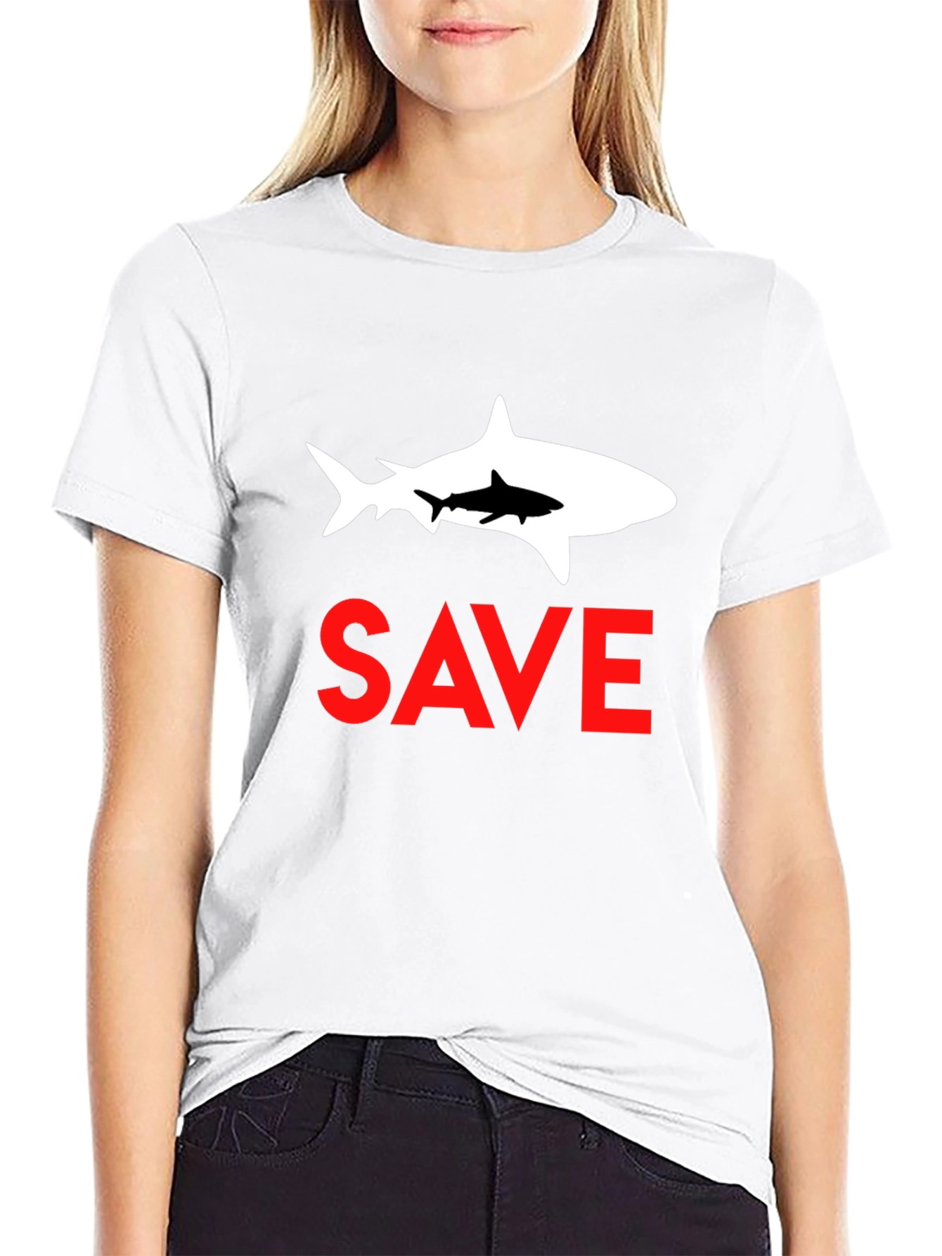 Save Sharks Graphic Tee - Black Cotton