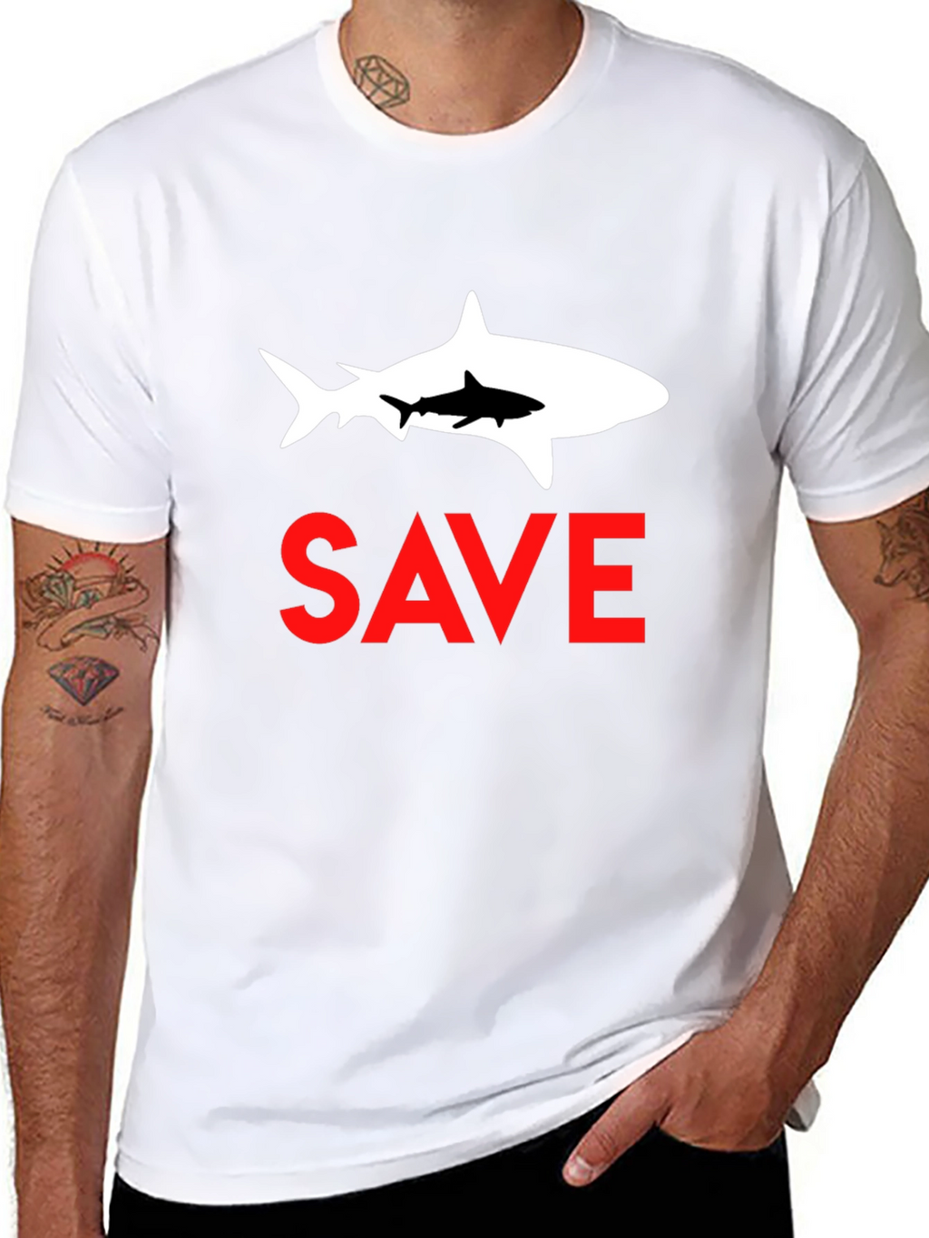 Save Sharks Graphic Tee - Black Cotton