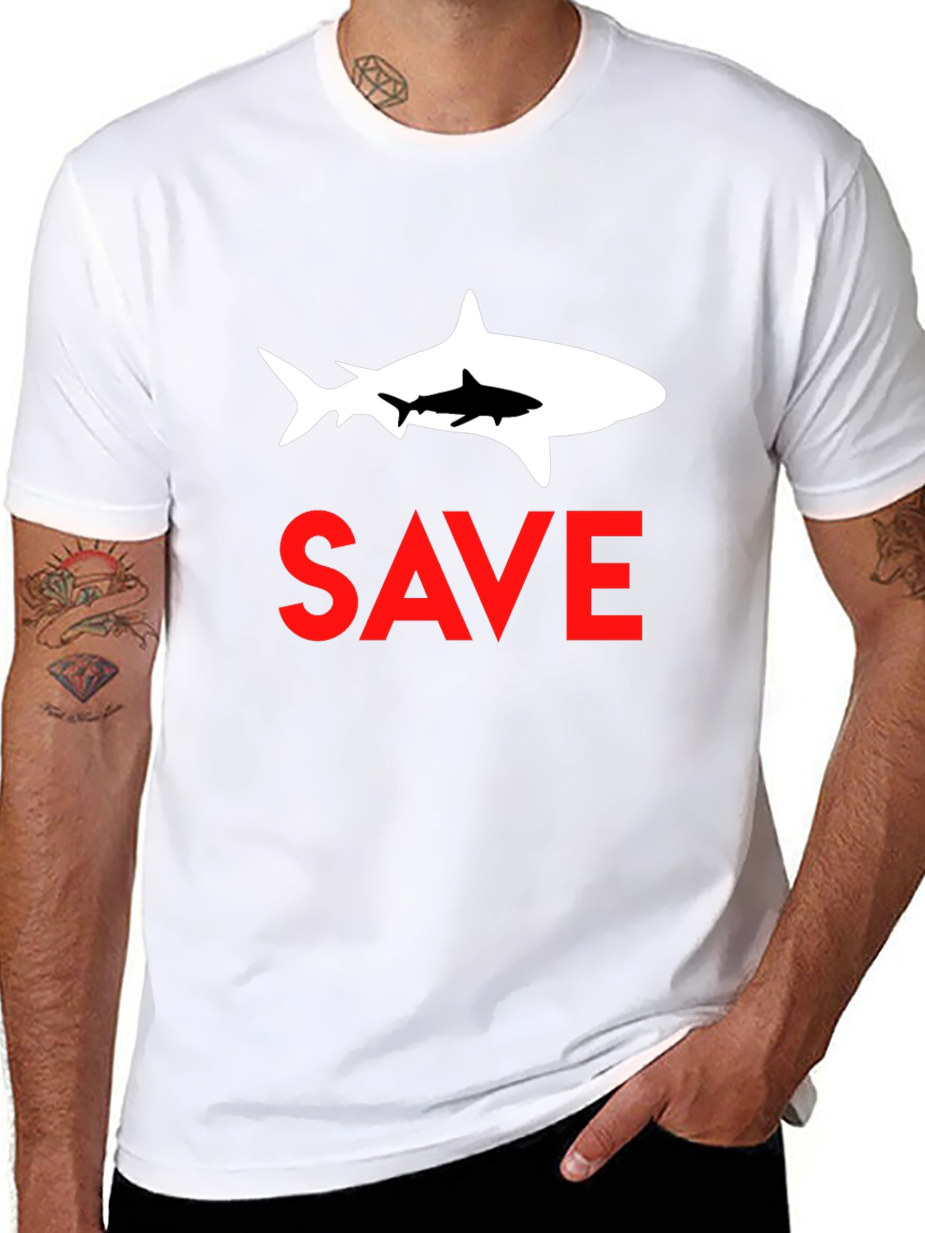 Save Sharks Graphic Tee - Black Cotton