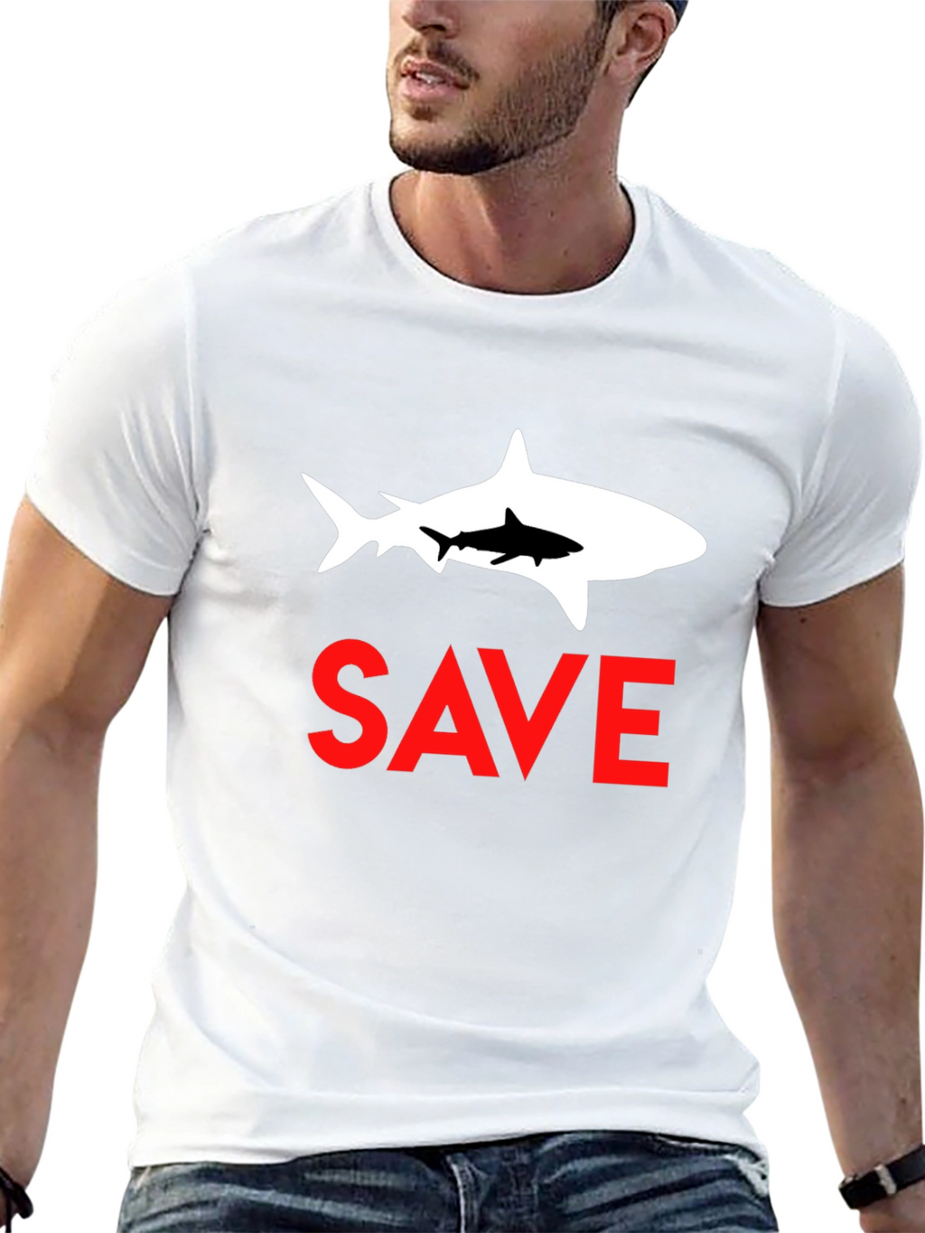Save Sharks Graphic Tee - Black Cotton