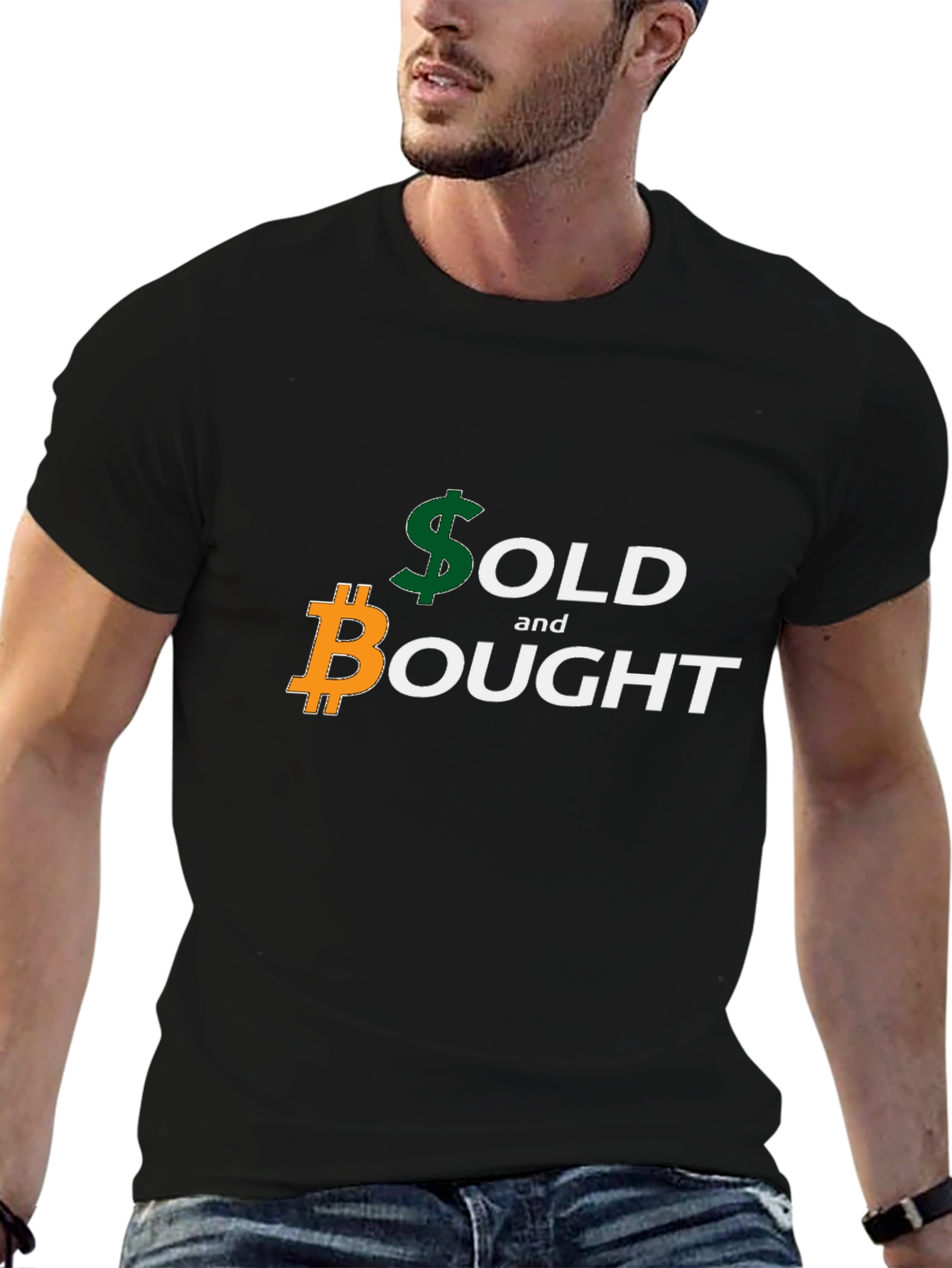 Bitcoin and Dollar Sold & Bought Black T-Shirt
