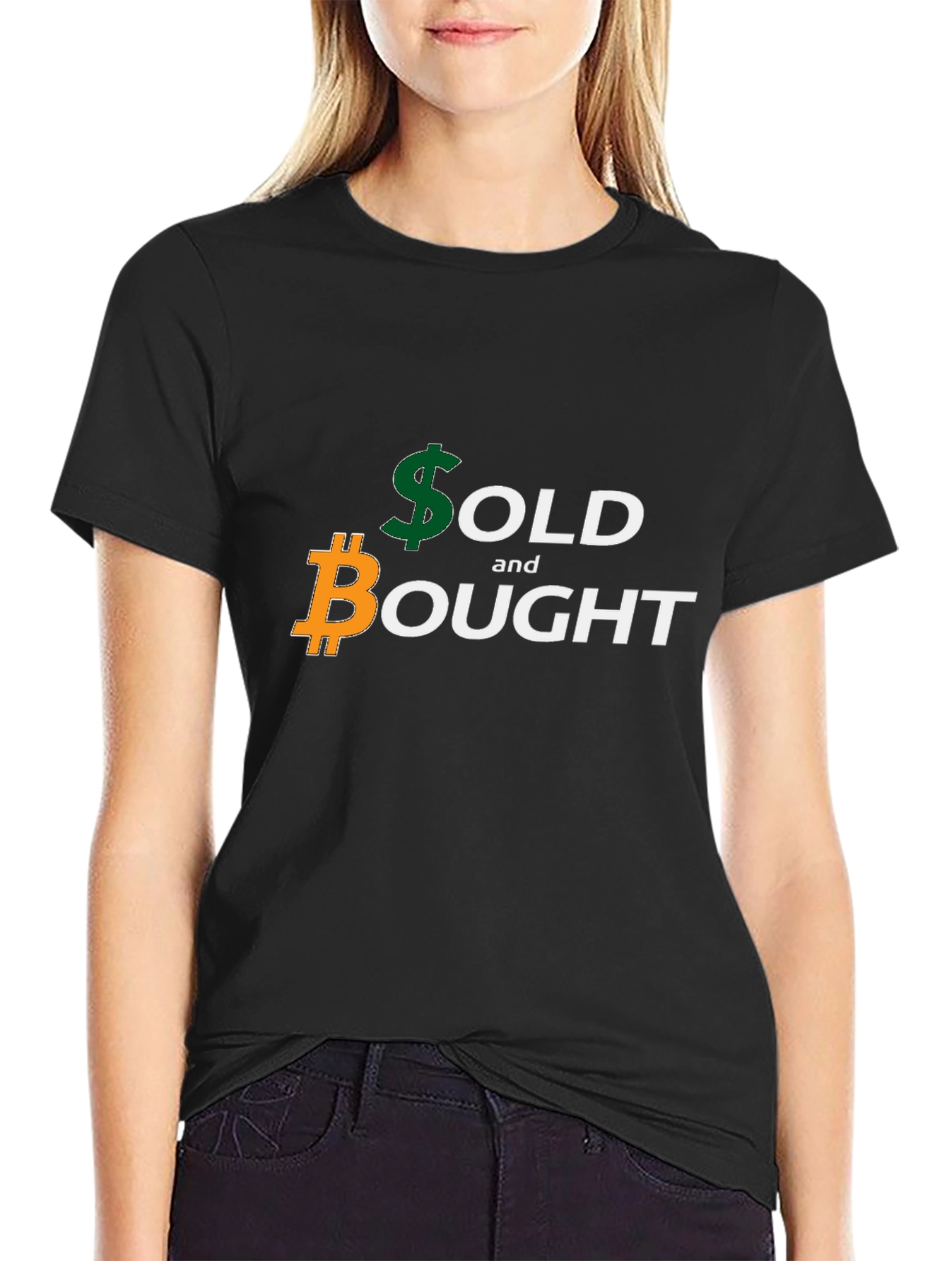 Bitcoin and Dollar Sold & Bought Black T-Shirt