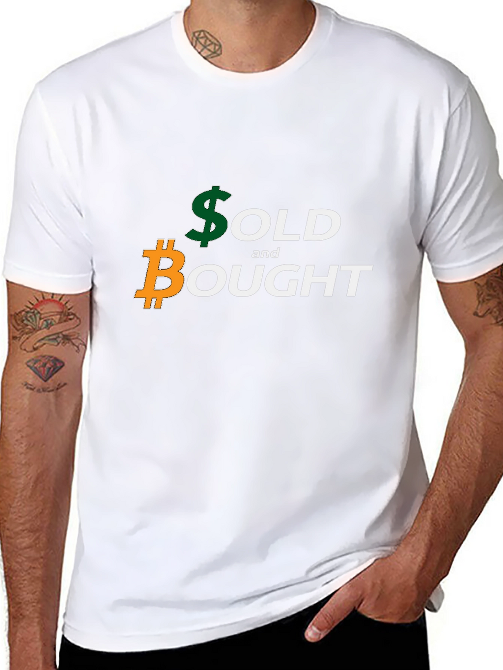 Bitcoin and Dollar Sold & Bought Black T-Shirt
