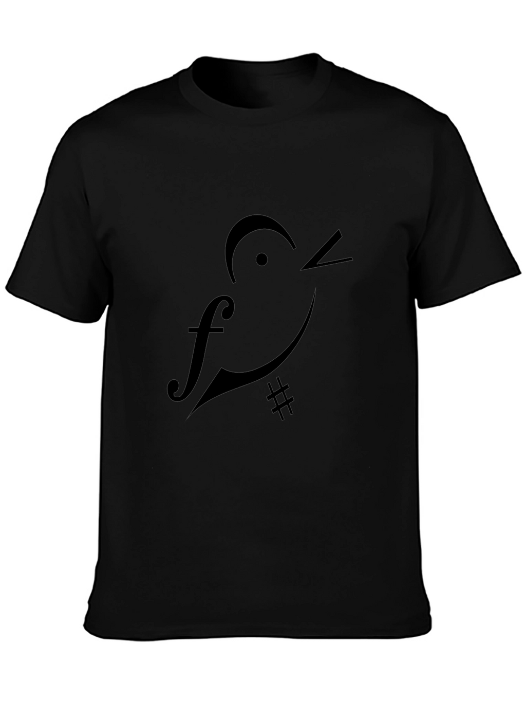 Musical Bird Graphic T-Shirt - Black