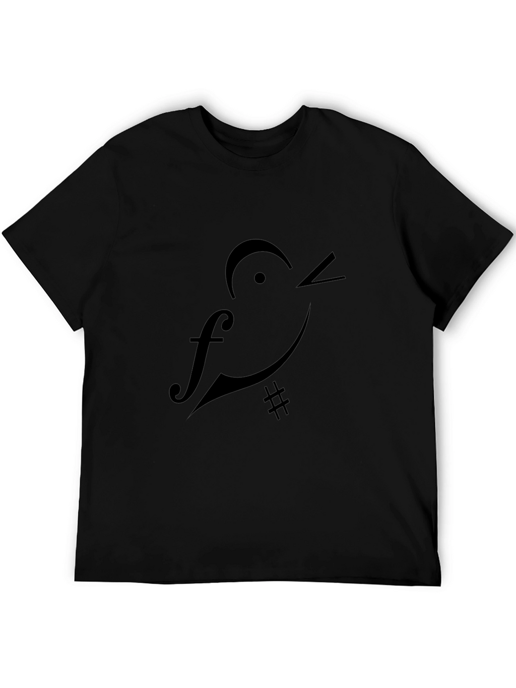 Musical Bird Graphic T-Shirt - Black