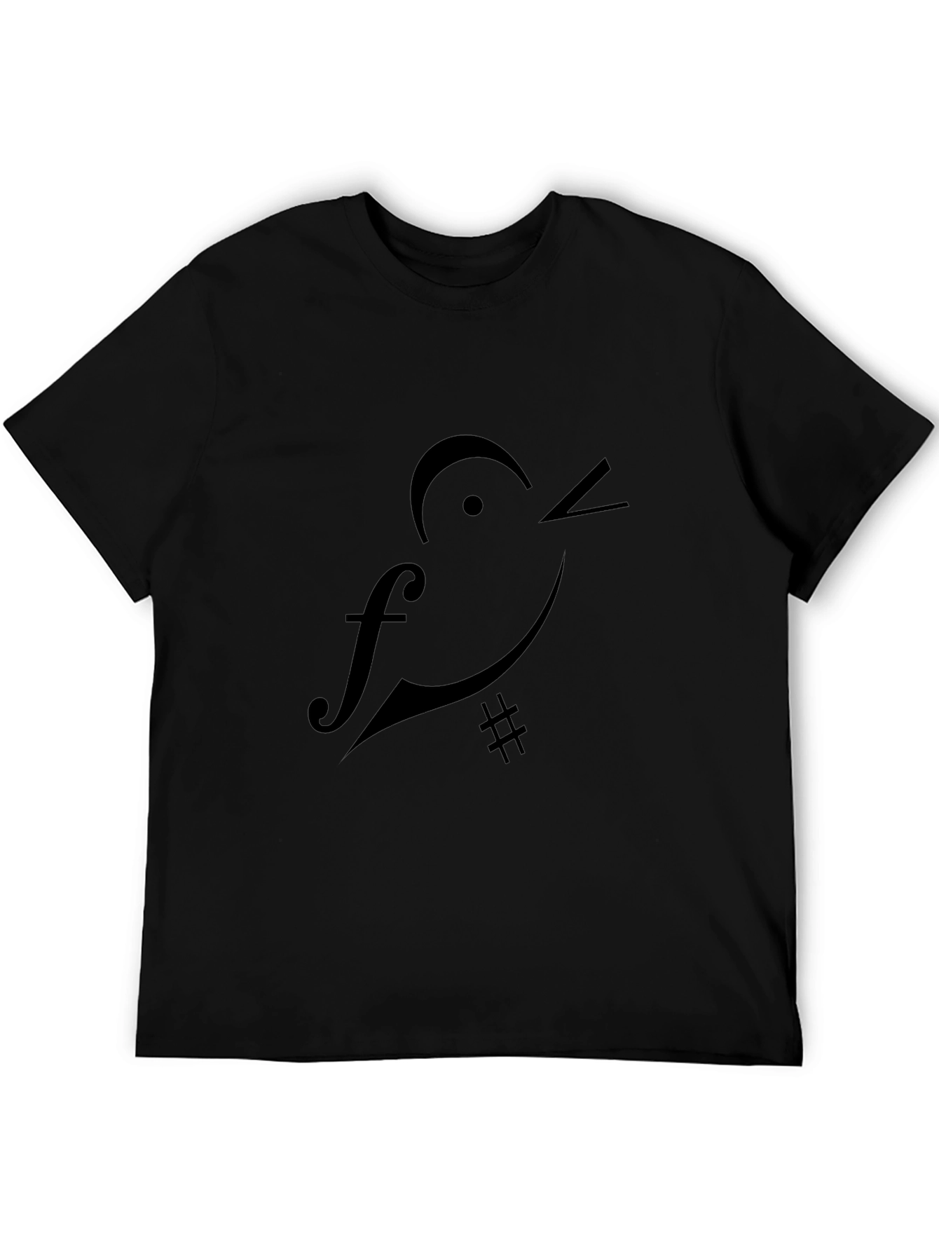 Musical Bird Graphic T-Shirt - Black