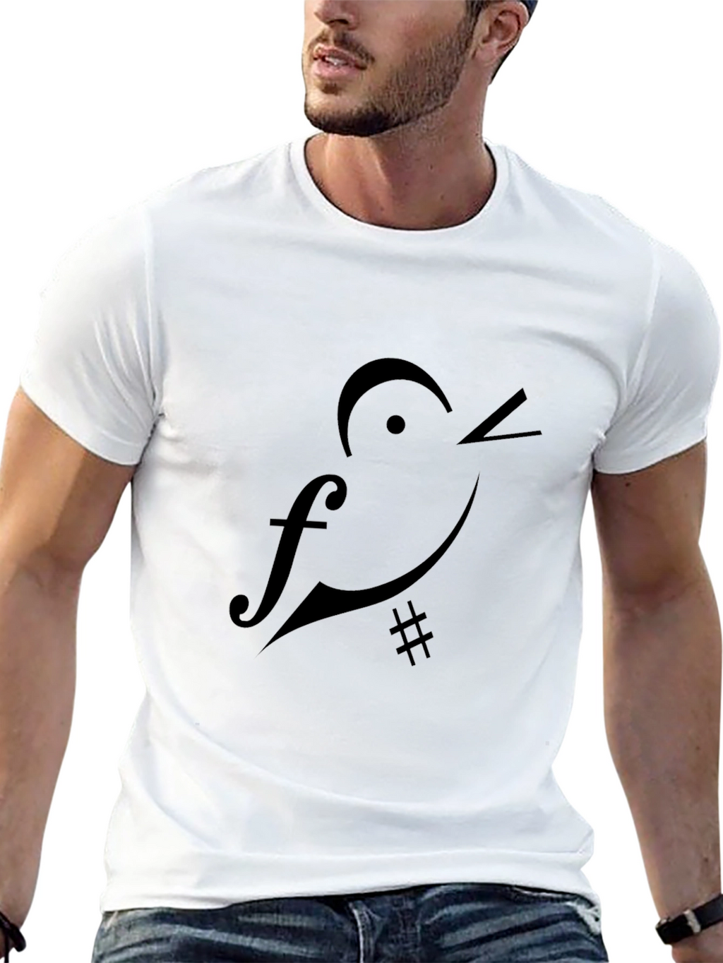 Musical Bird Graphic T-Shirt - Black