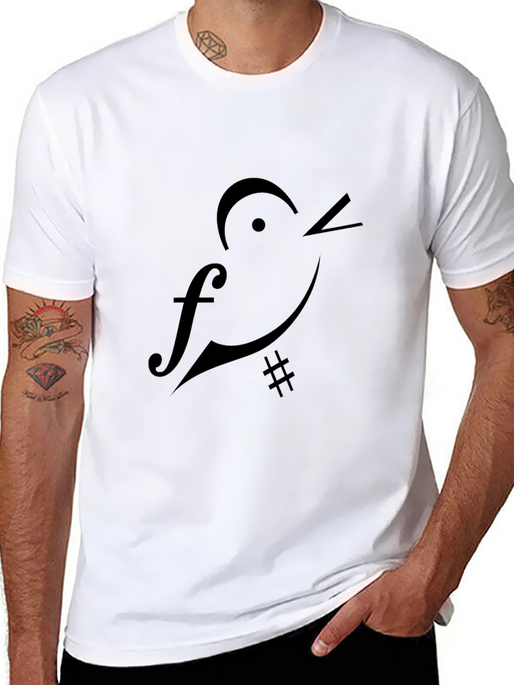 Musical Bird Graphic T-Shirt - Black