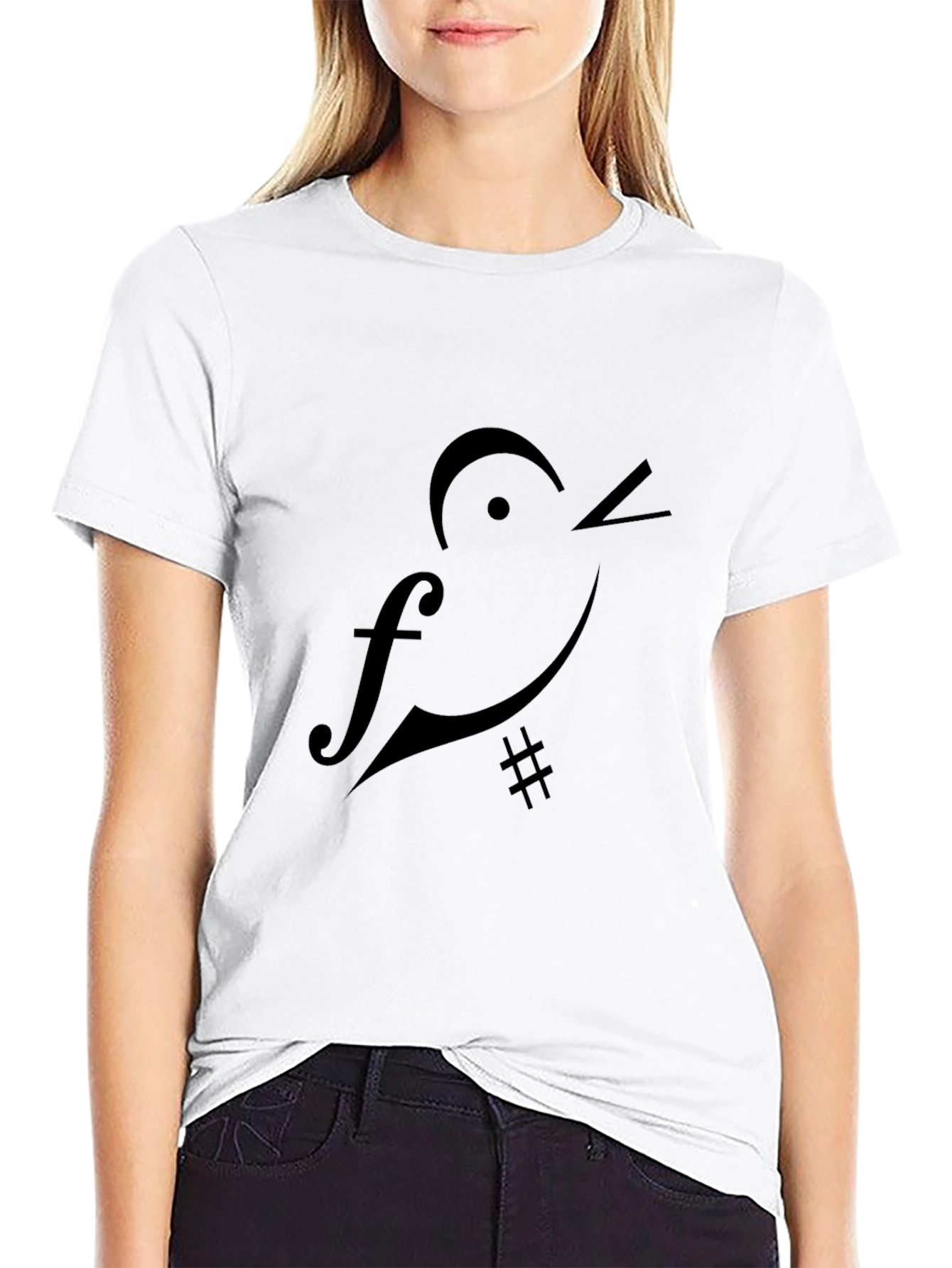 Musical Bird Graphic T-Shirt - Black