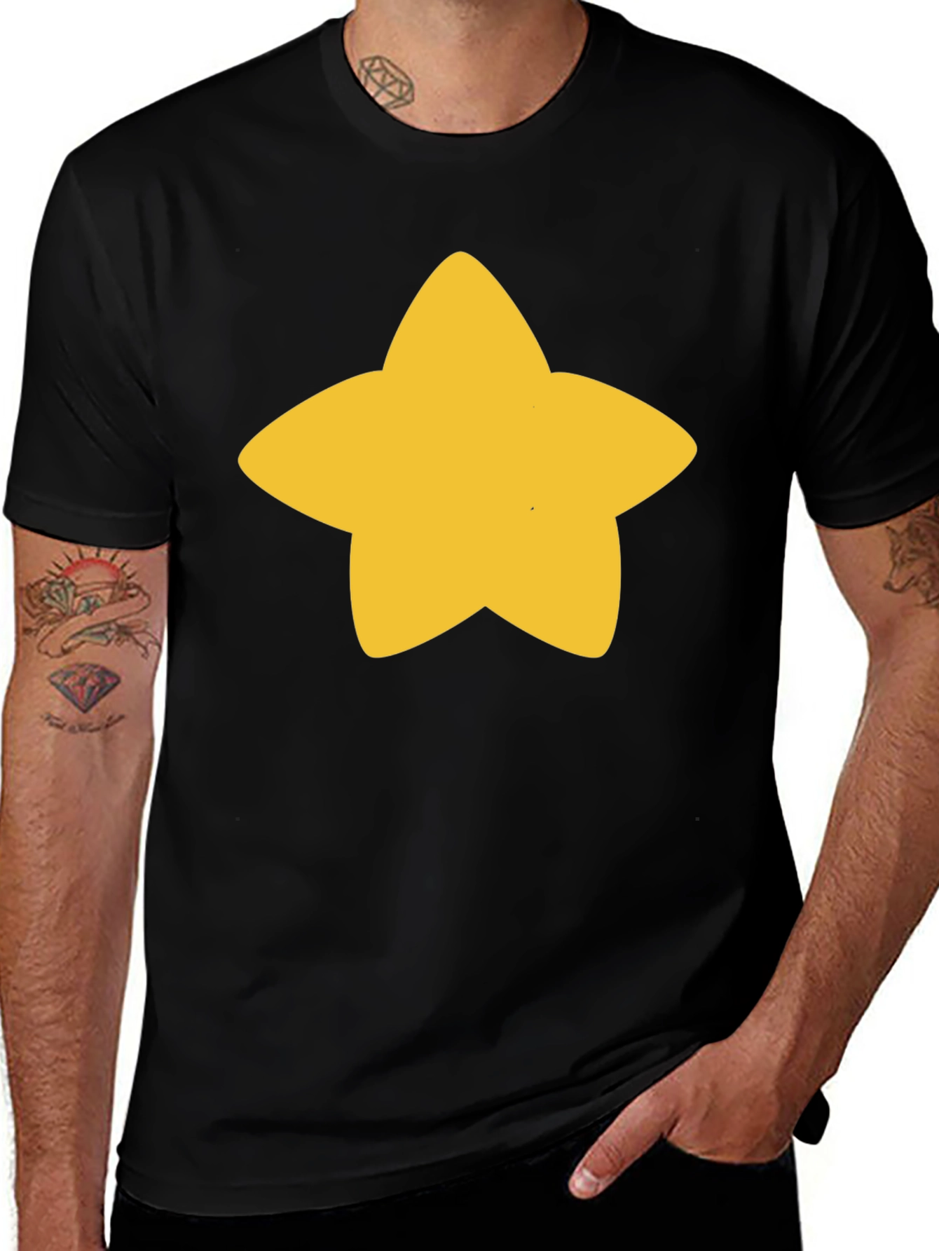 Star Graphic Black T-Shirt - Casual Unisex Tee