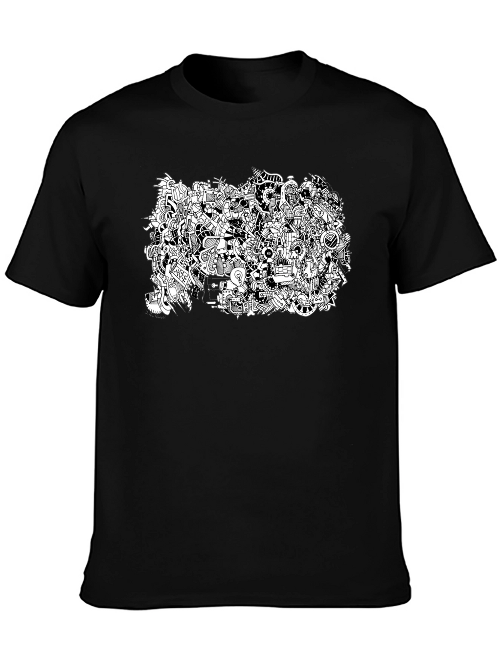 Abstract Doodle Art Black T-Shirt