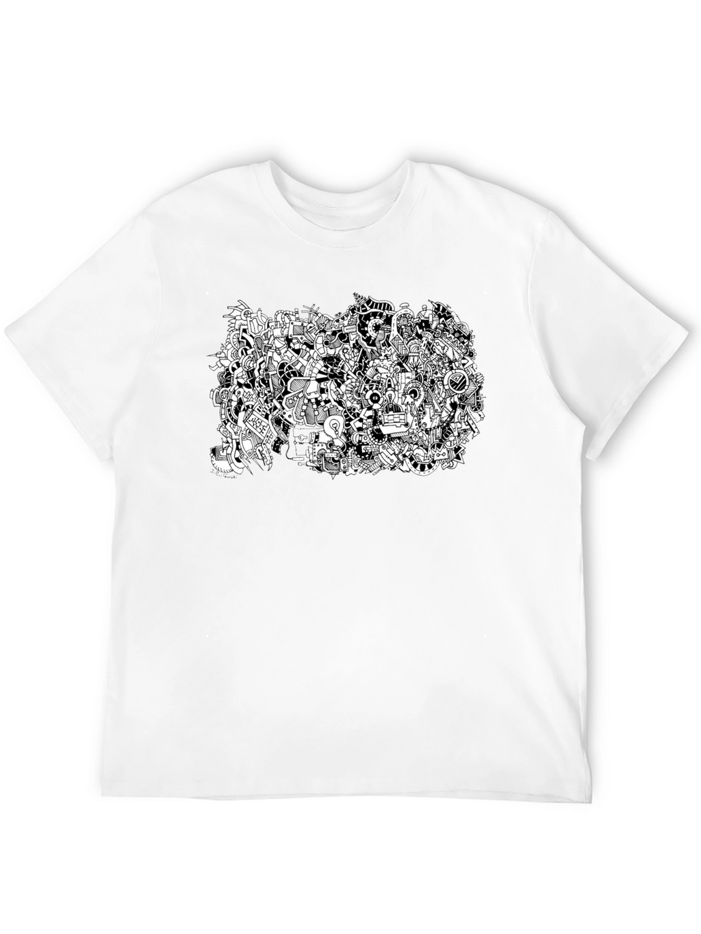 Abstract Doodle Art Black T-Shirt