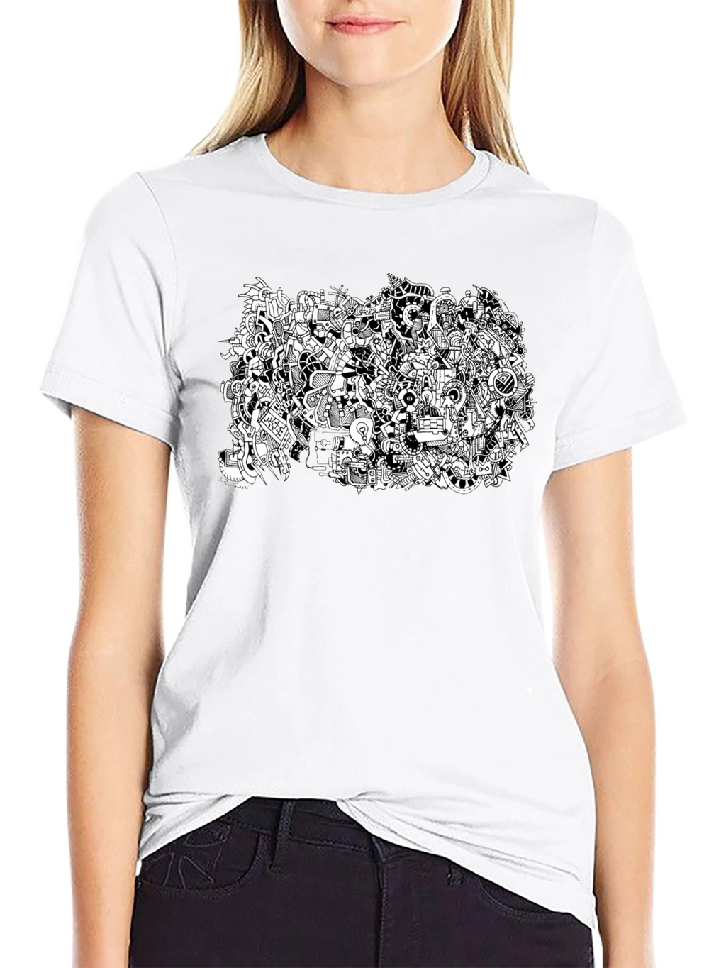 Abstract Doodle Art Black T-Shirt