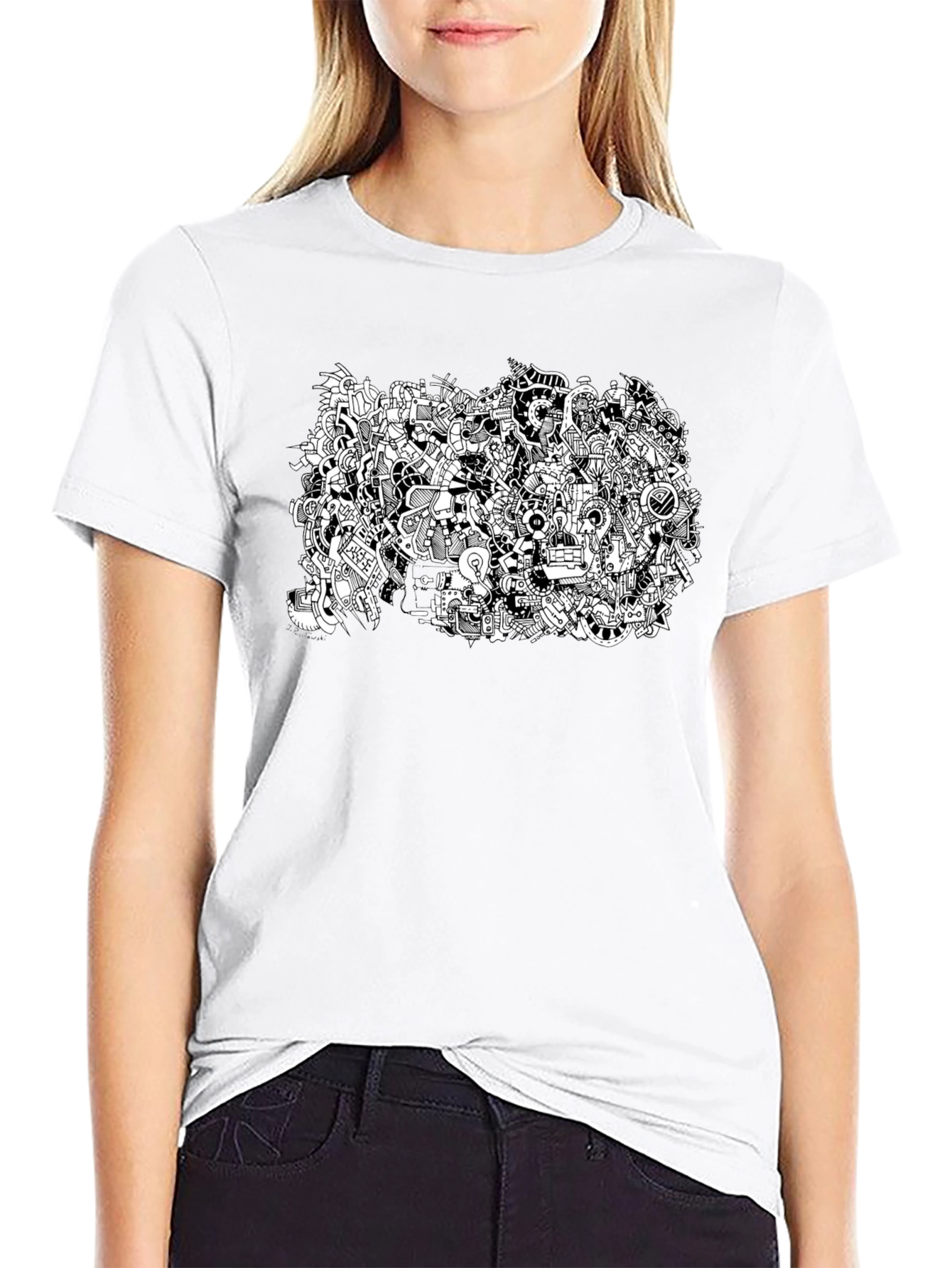 Abstract Doodle Art Black T-Shirt