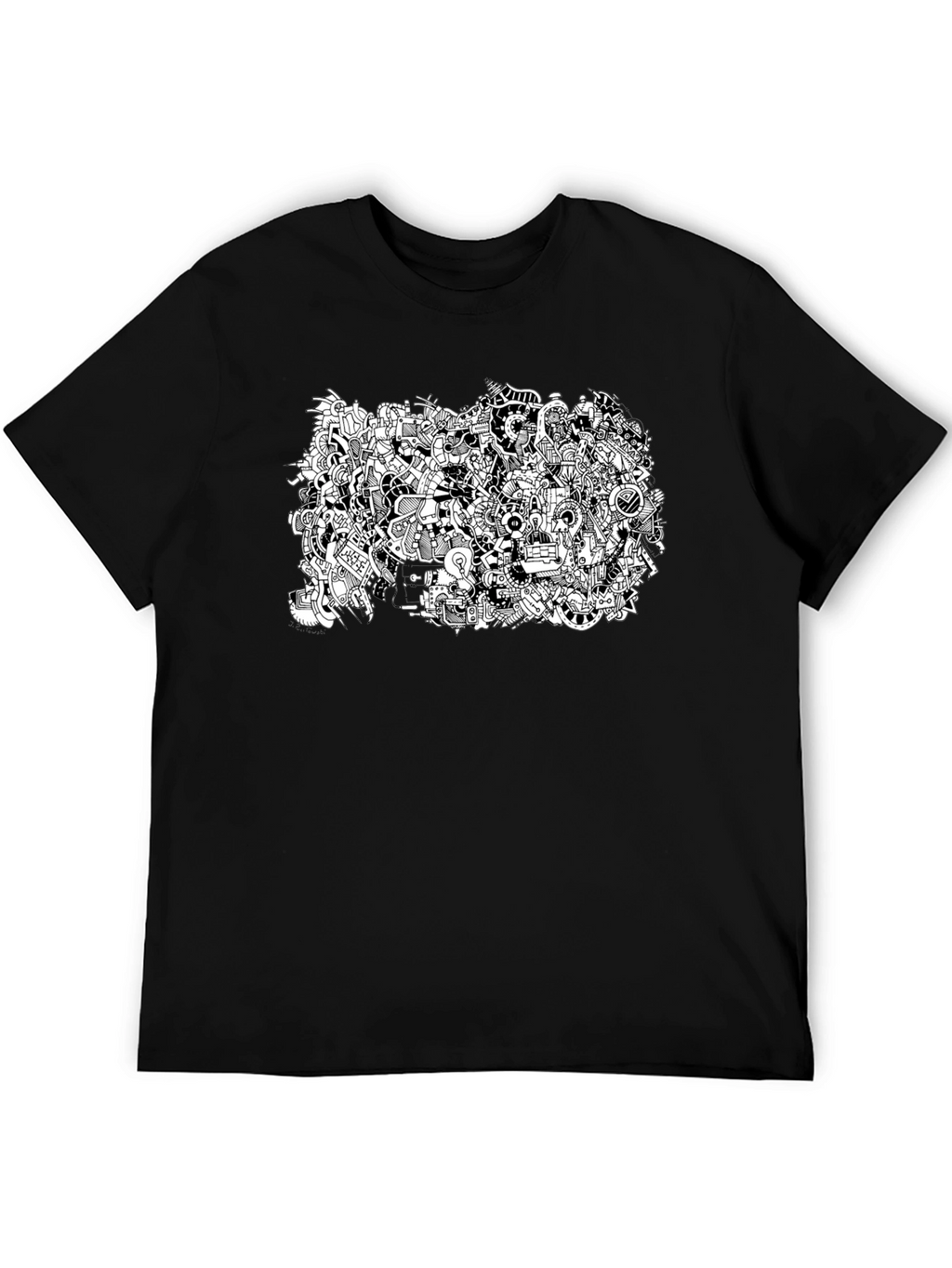 Abstract Doodle Art Black T-Shirt