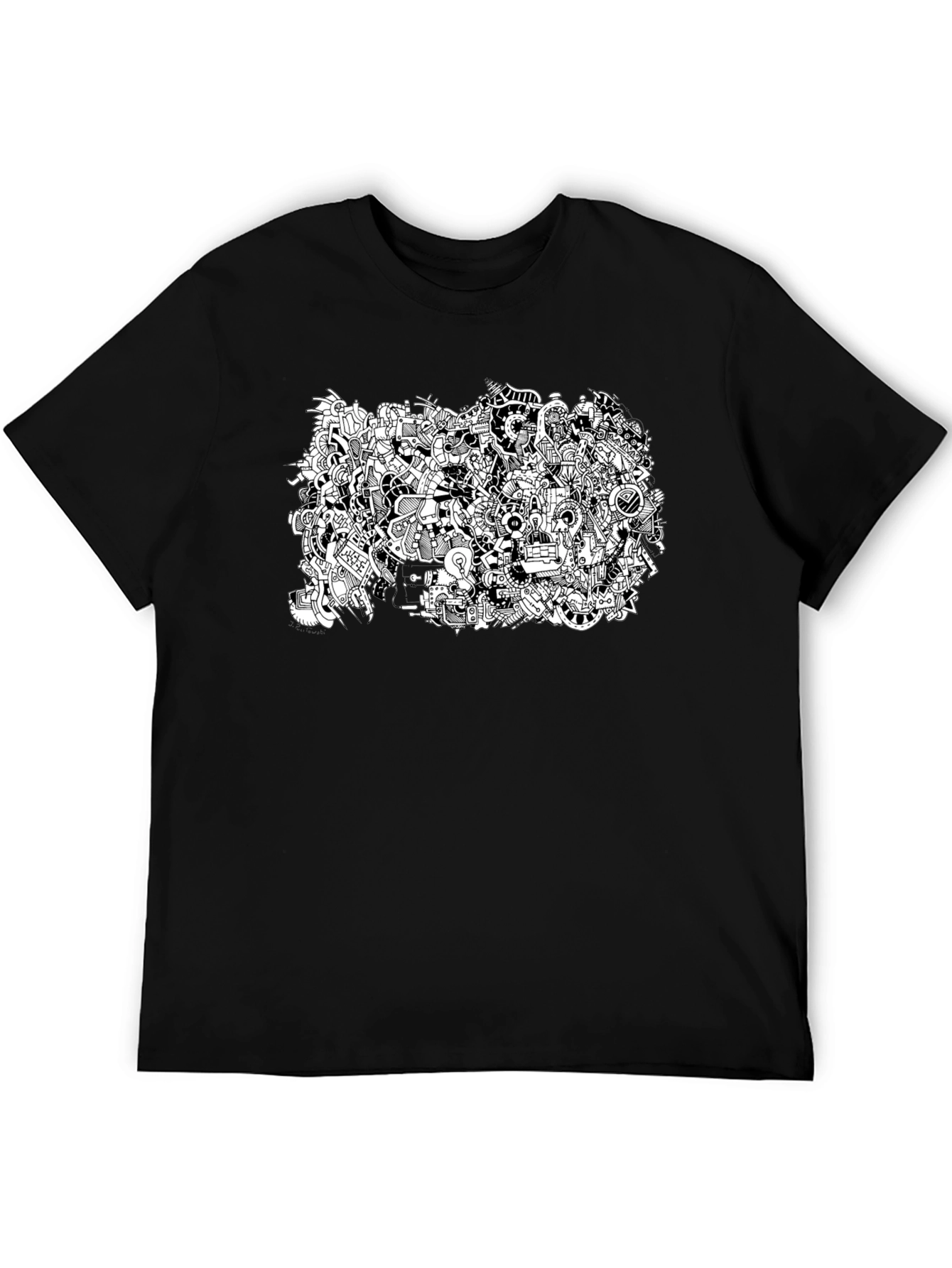 Abstract Doodle Art Black T-Shirt