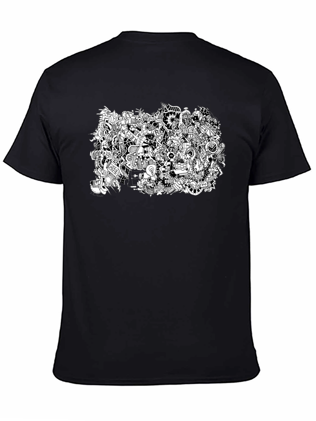 Abstract Doodle Art Black T-Shirt
