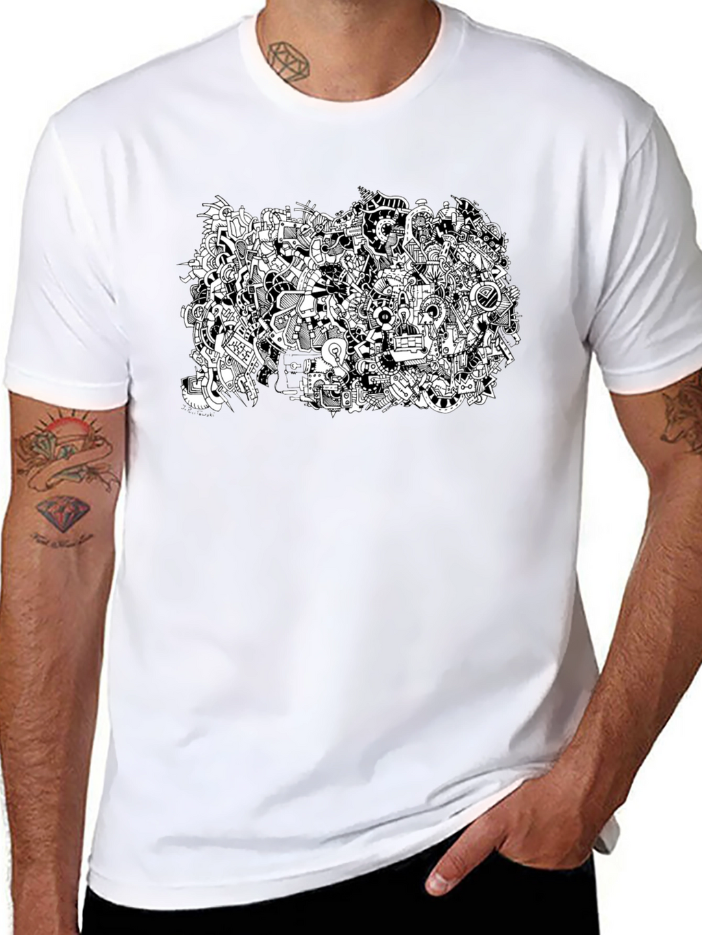 Abstract Doodle Art Black T-Shirt
