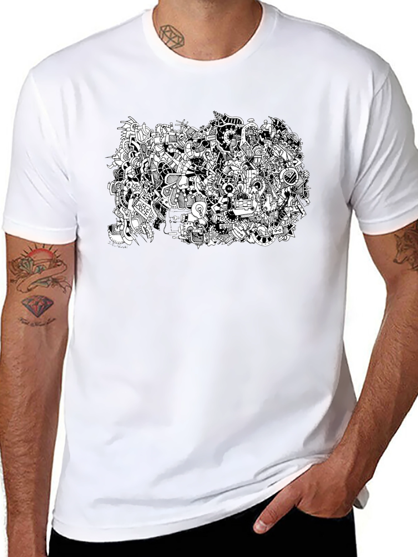 Abstract Doodle Art Black T-Shirt