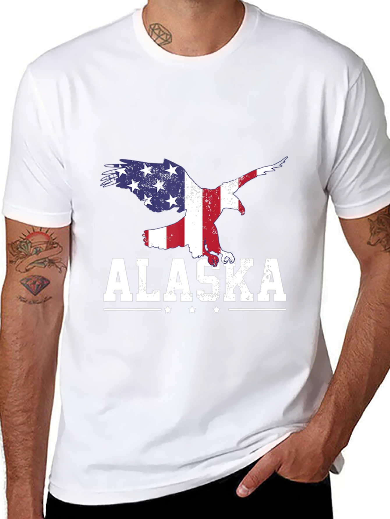 Alaska Eagle USA Flag Graphic T-Shirt