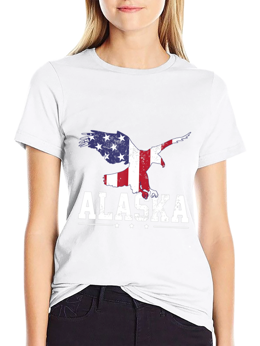 Alaska Eagle USA Flag Graphic T-Shirt