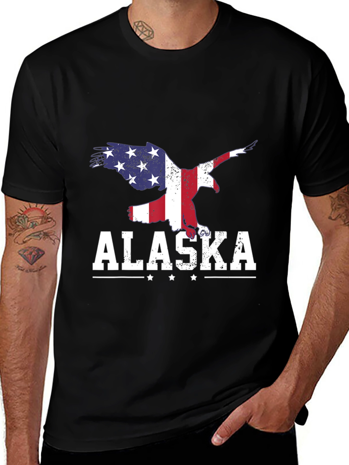 Alaska Eagle USA Flag Graphic T-Shirt