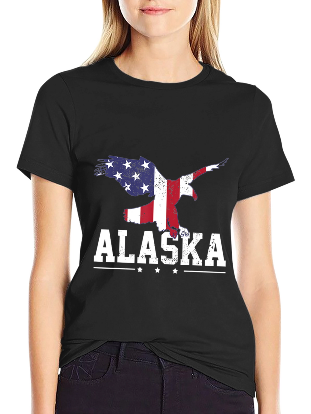Alaska Eagle USA Flag Graphic T-Shirt