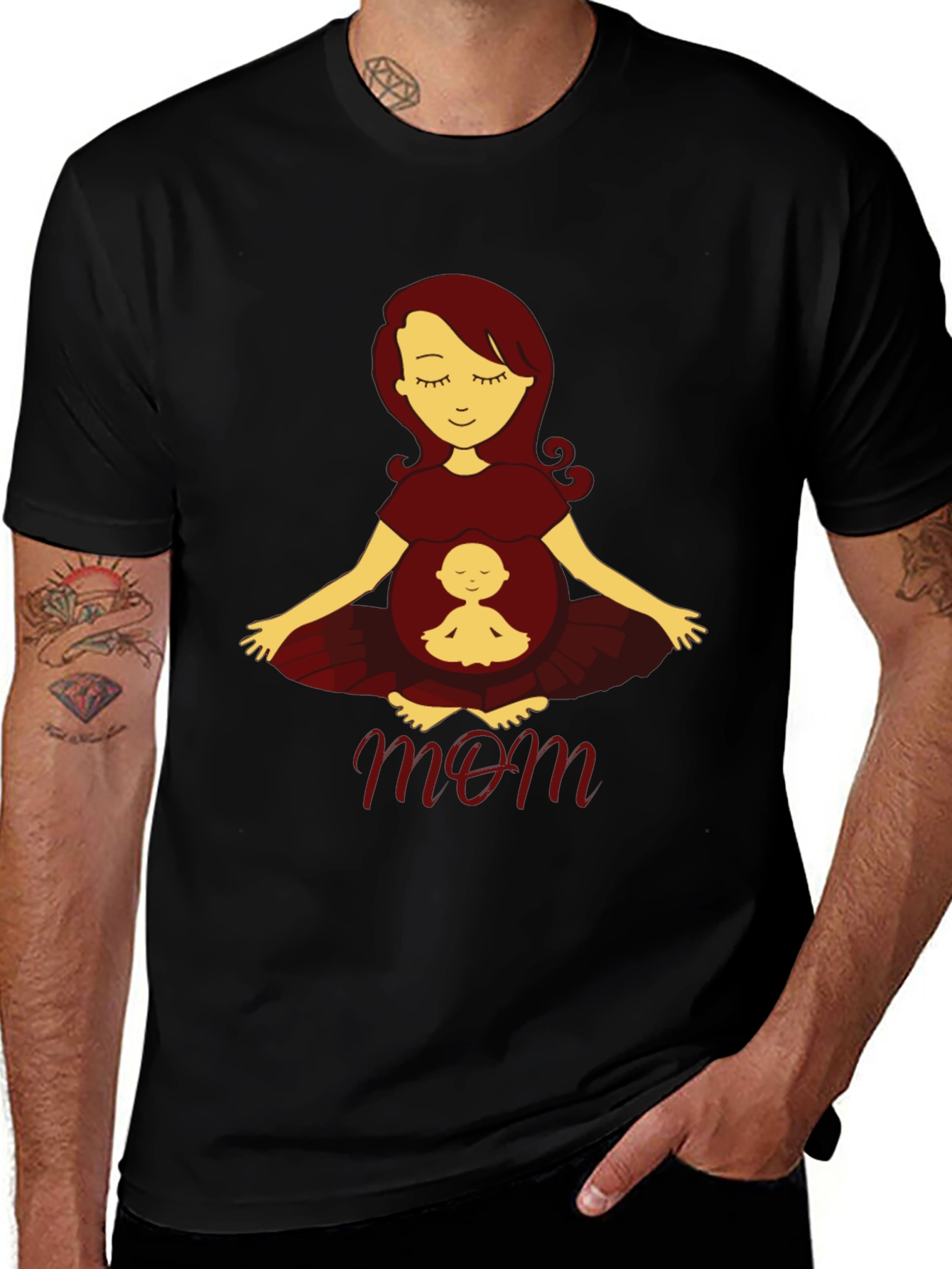 Mom and Baby Graphic Tee -  Comfortable Black T-Shirt