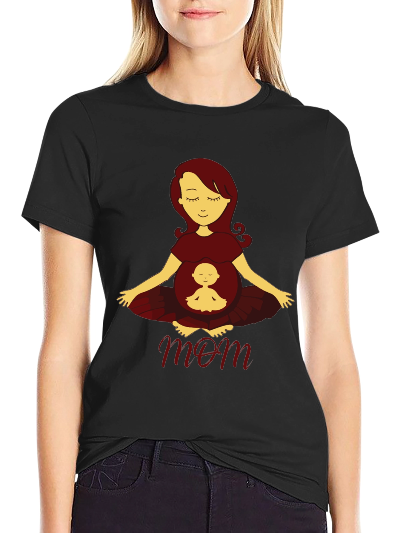 Mom and Baby Graphic Tee -  Comfortable Black T-Shirt