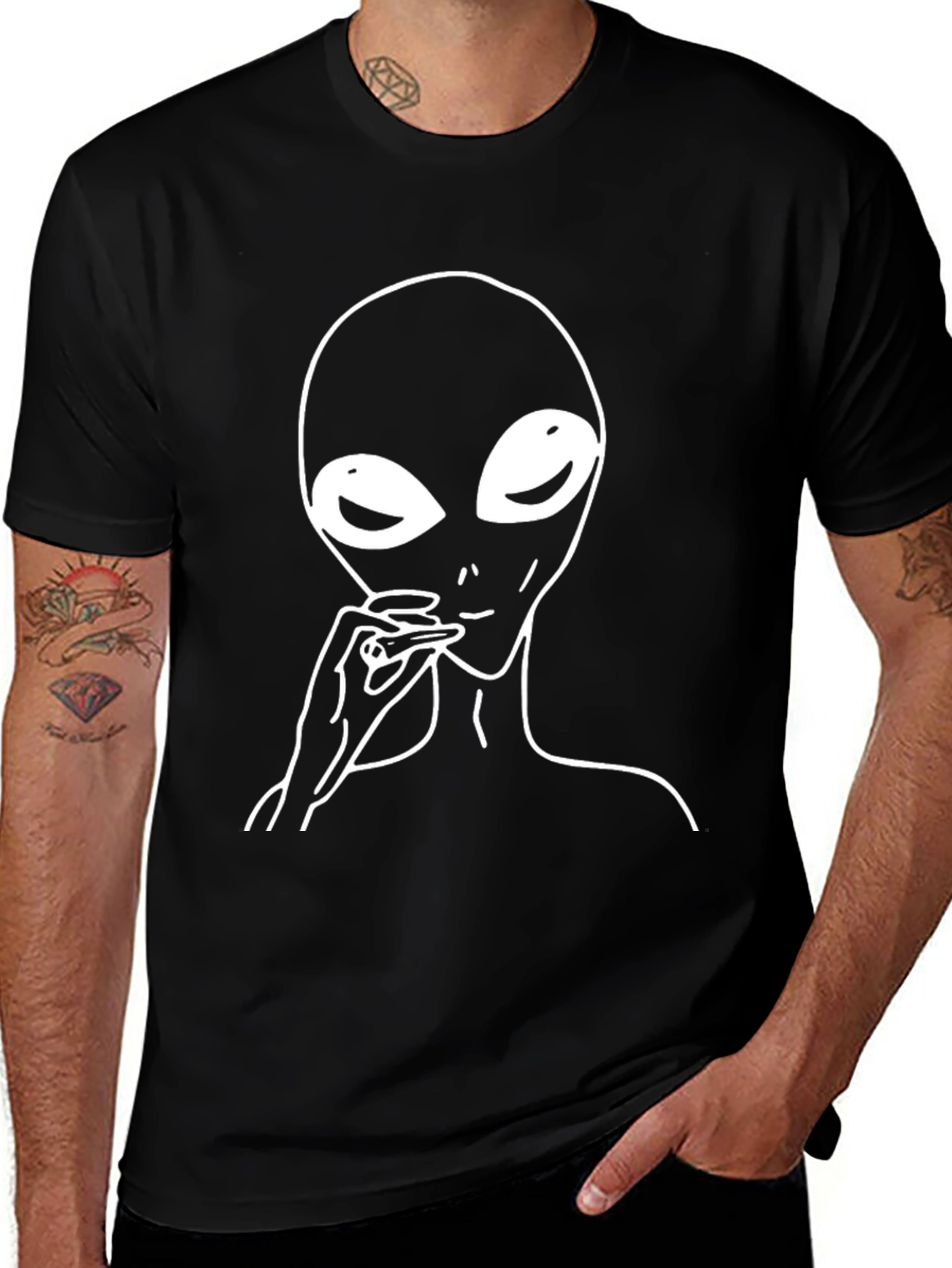 Alien Smoking Black T-Shirt