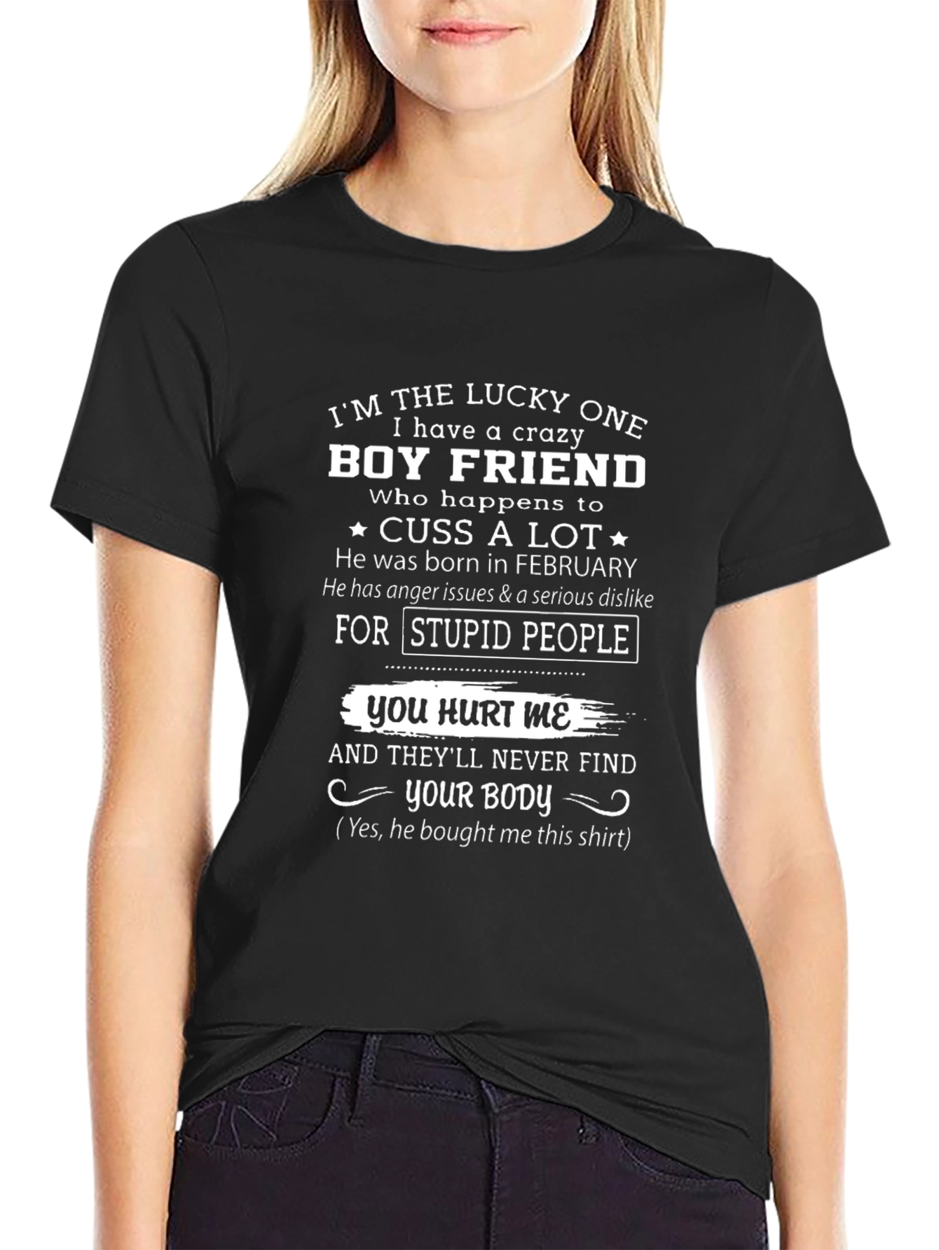 Crazy Boyfriend Novelty Graphic T-Shirt