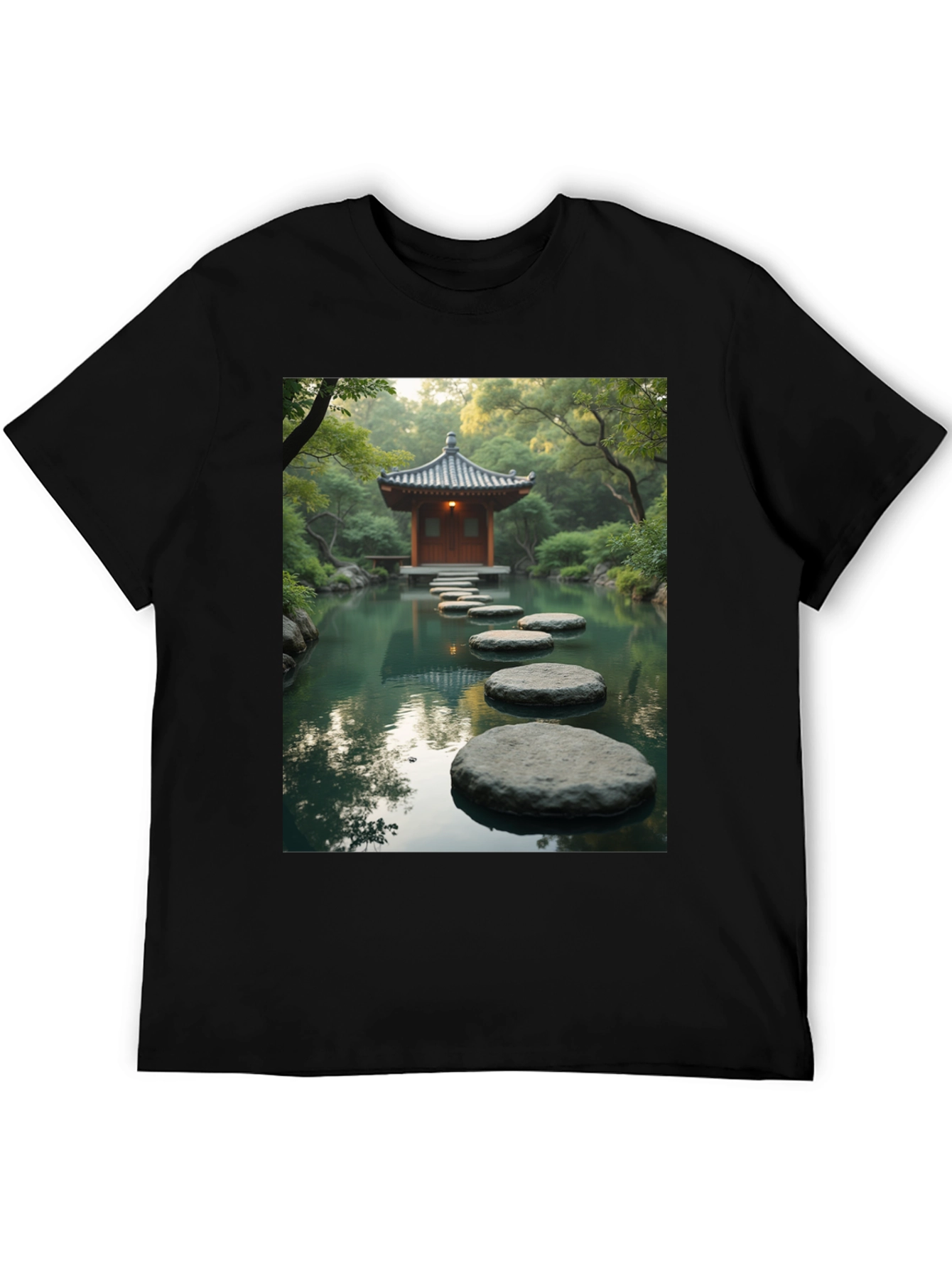 Zen Garden T-Shirt - Peaceful Stepping Stones Design