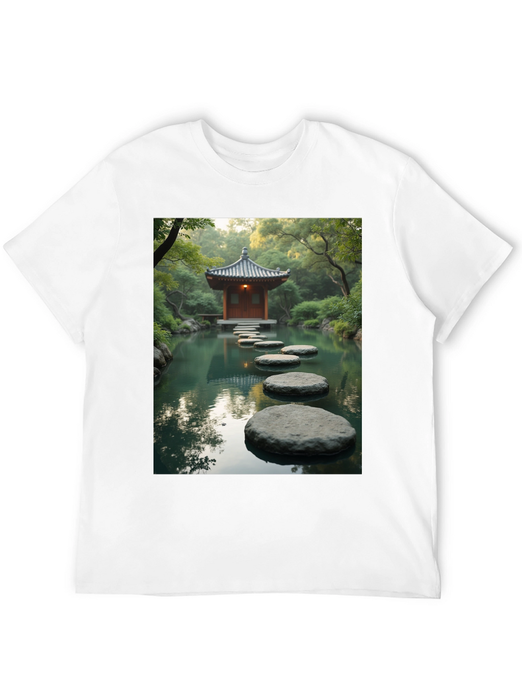 Zen Garden T-Shirt - Peaceful Stepping Stones Design