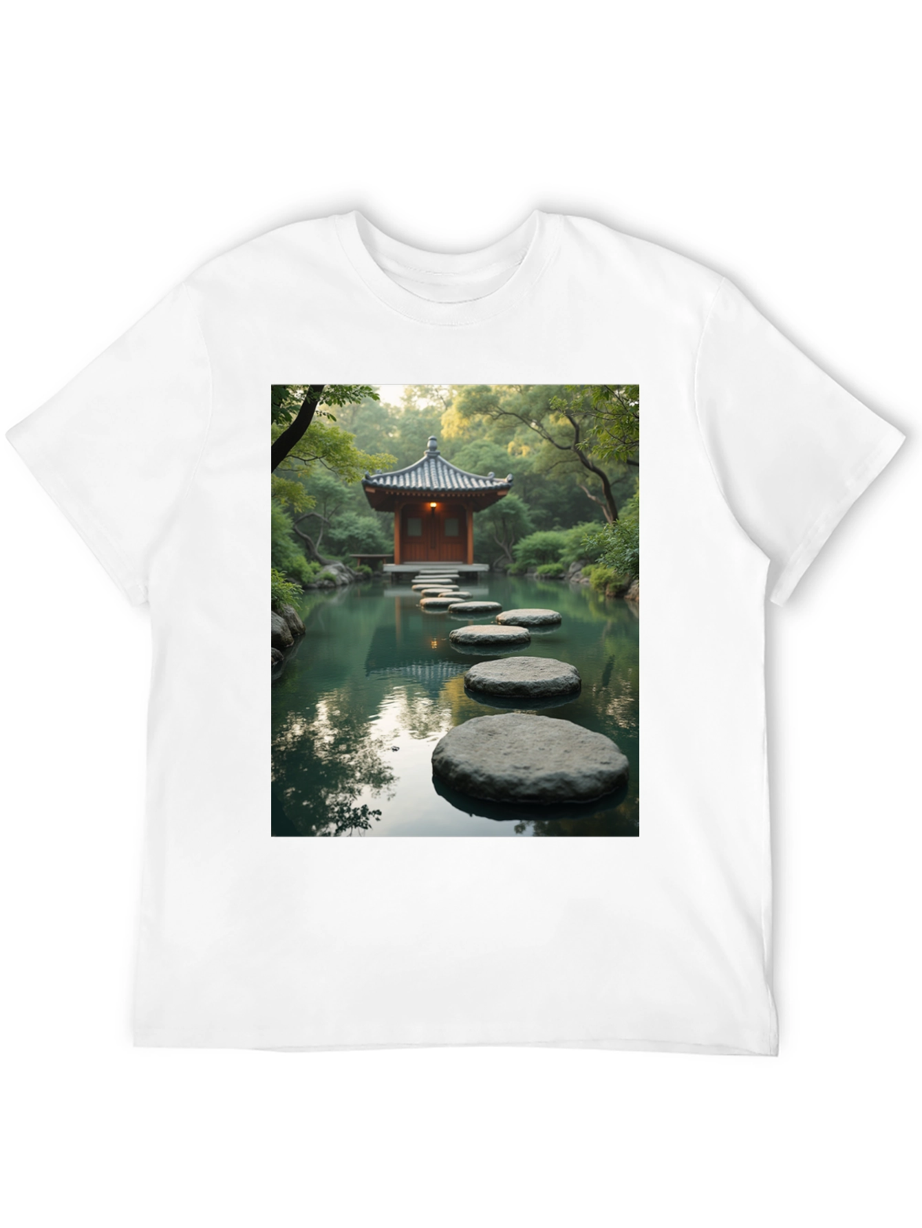 Zen Garden T-Shirt - Peaceful Stepping Stones Design