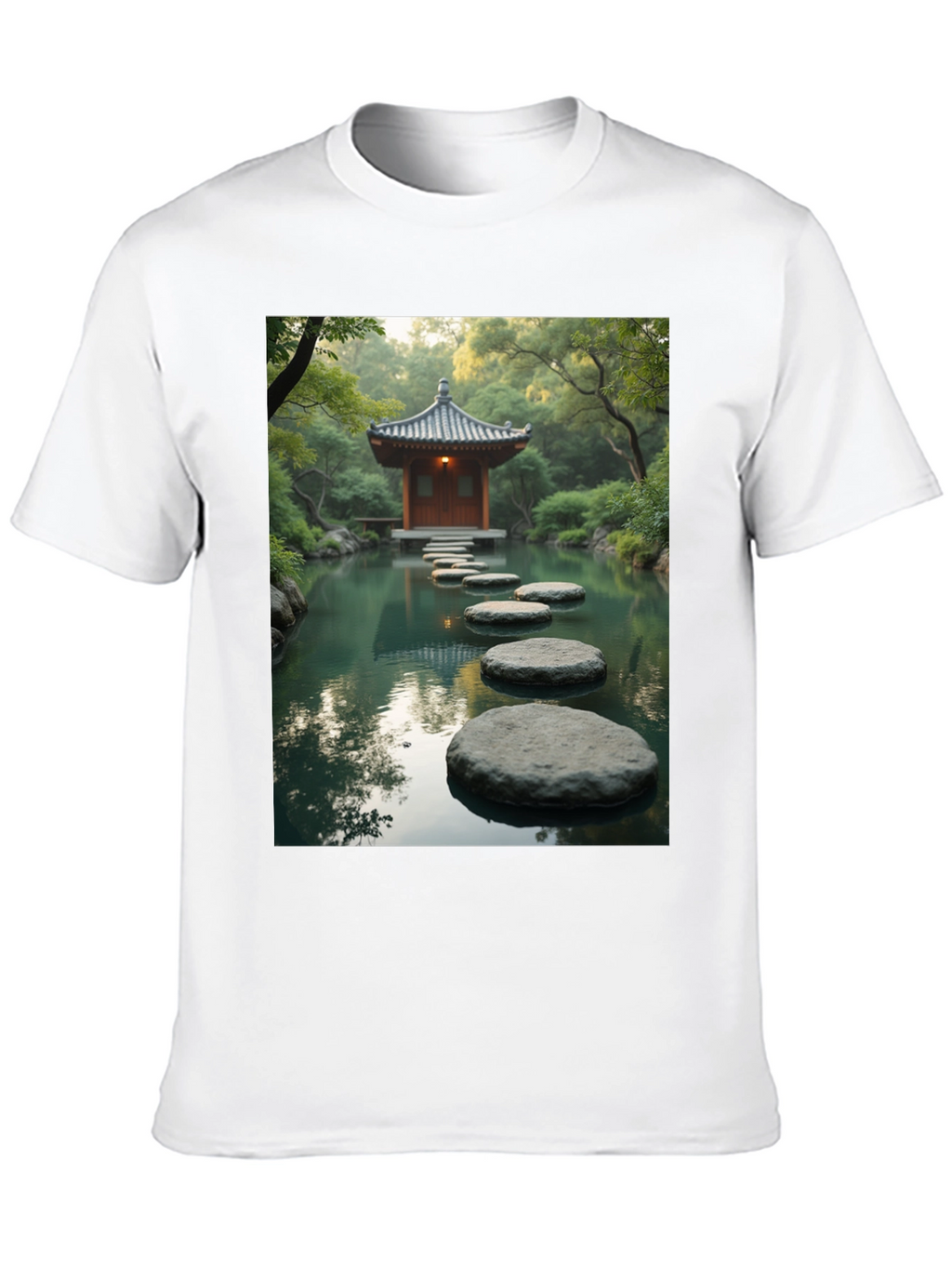 Zen Garden T-Shirt - Peaceful Stepping Stones Design