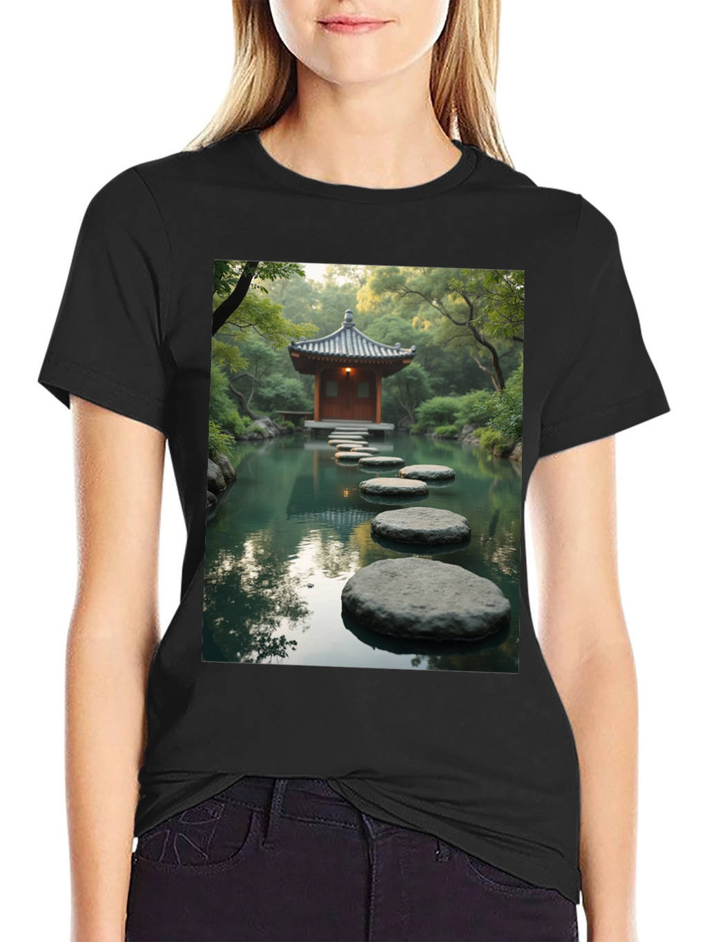 Zen Garden T-Shirt - Peaceful Stepping Stones Design