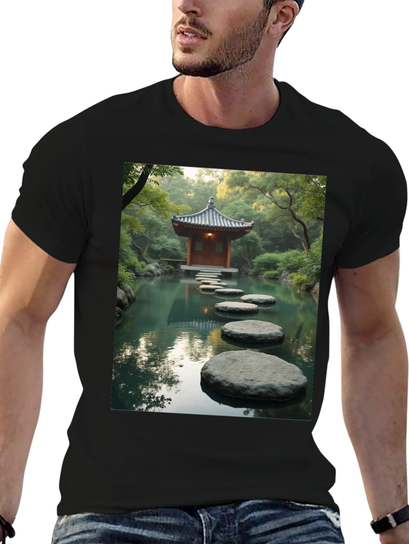 Zen Garden T-Shirt - Peaceful Stepping Stones Design