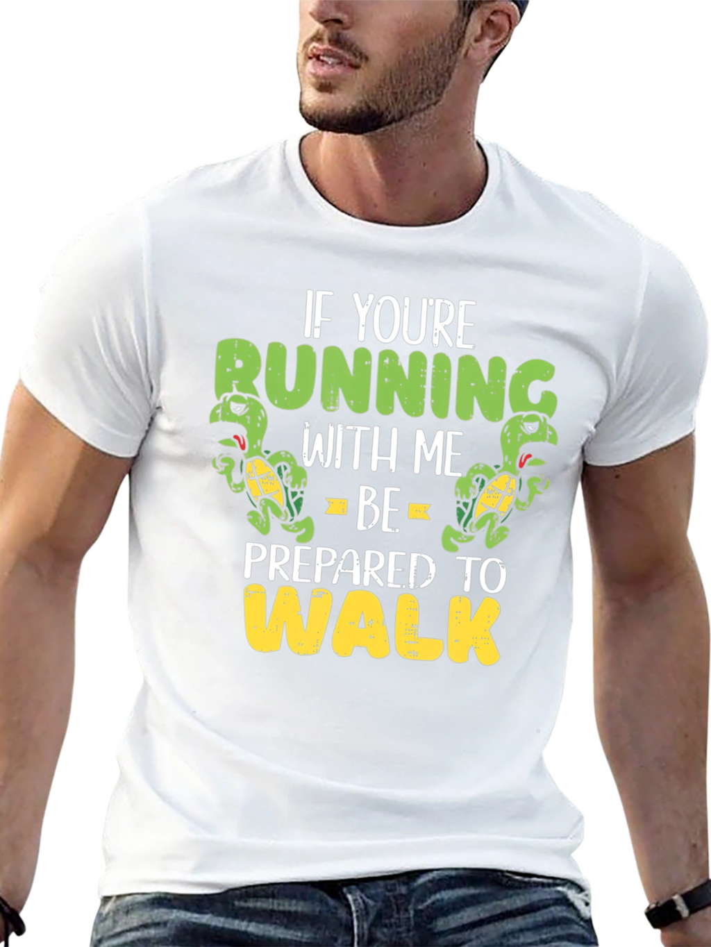 Funny Running Turtle Graphic T-Shirt